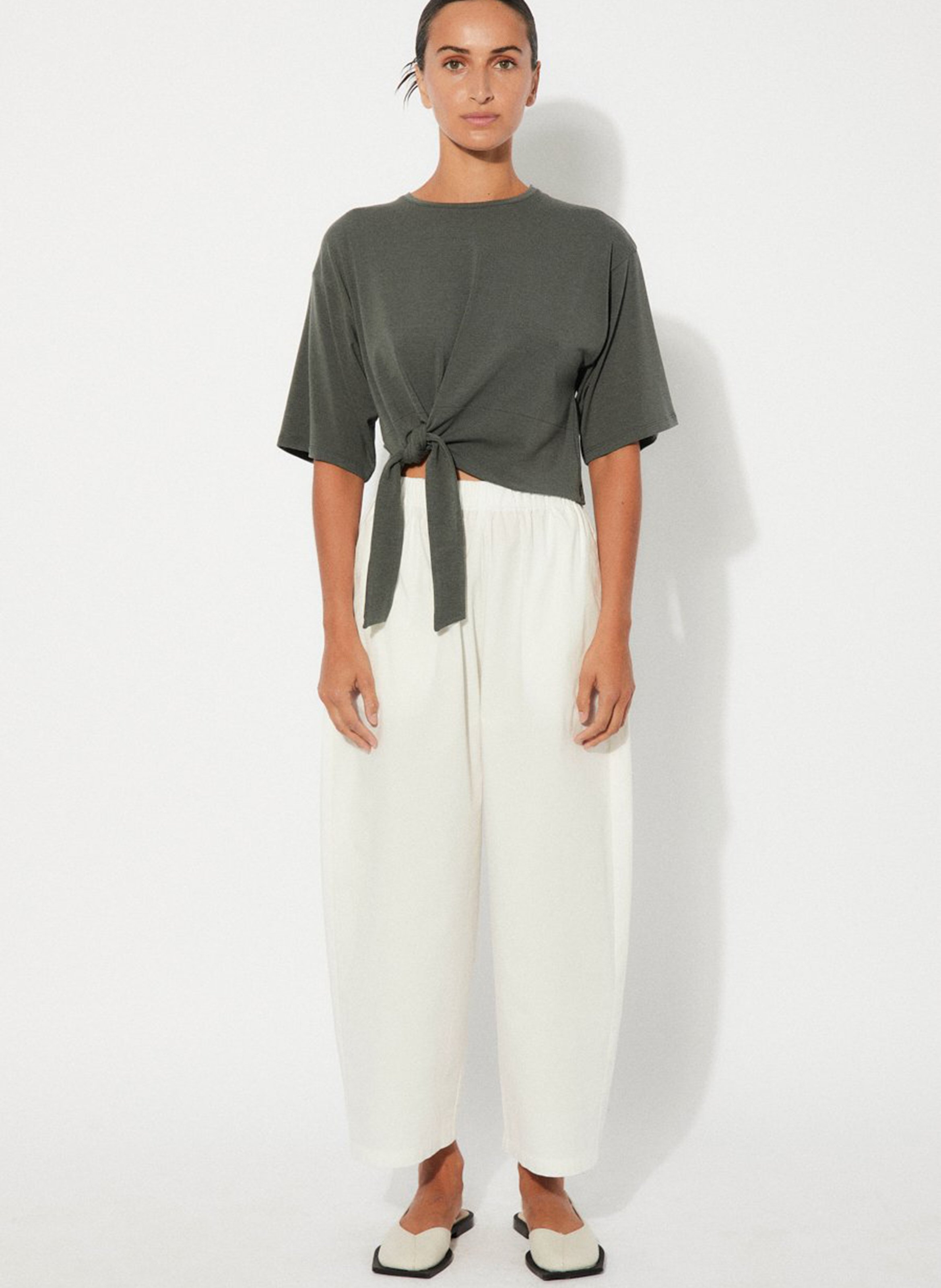 Pantalon large en coton RITA ROW Blanc