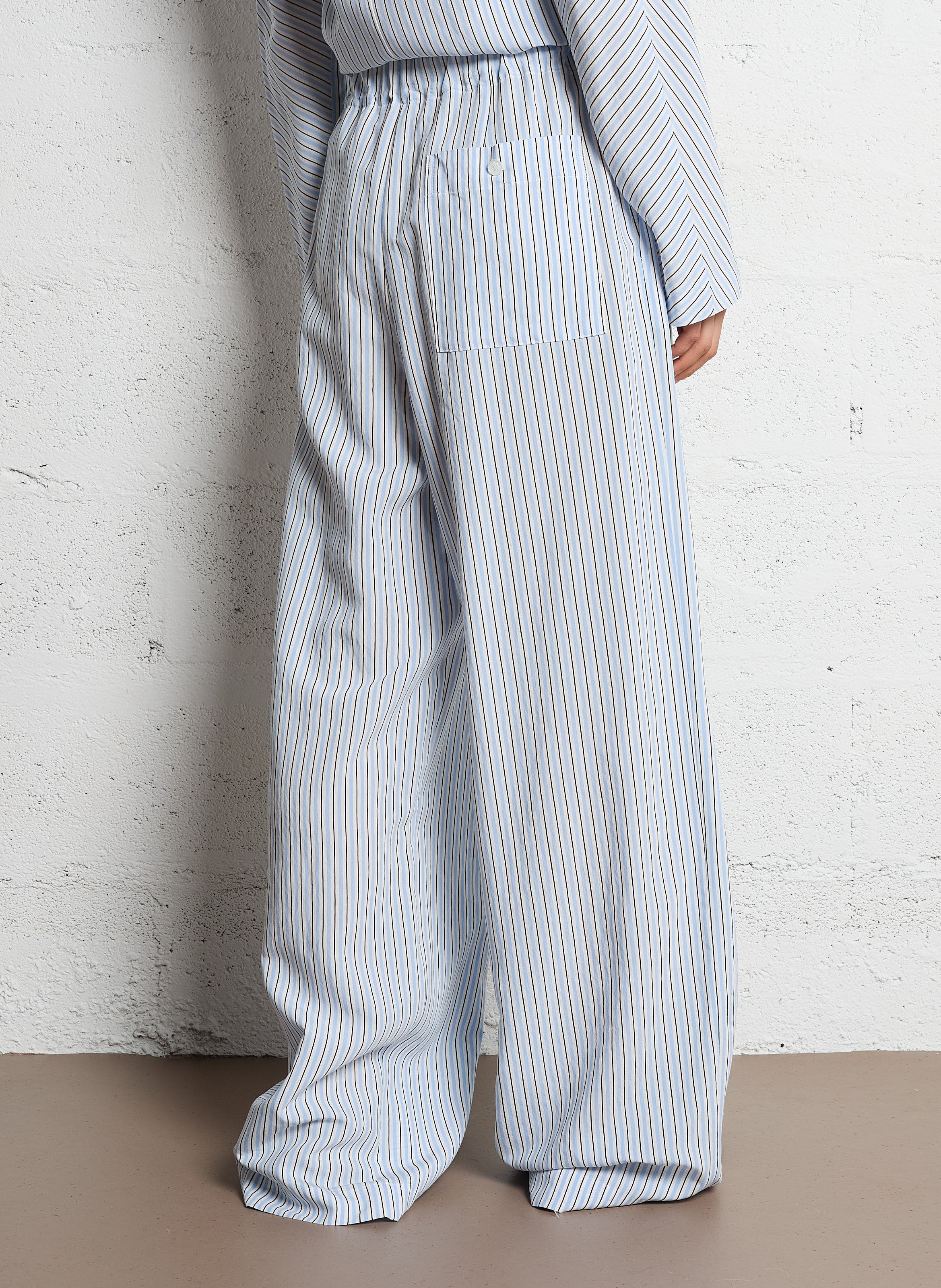 Pantalon large taille haute Bleu