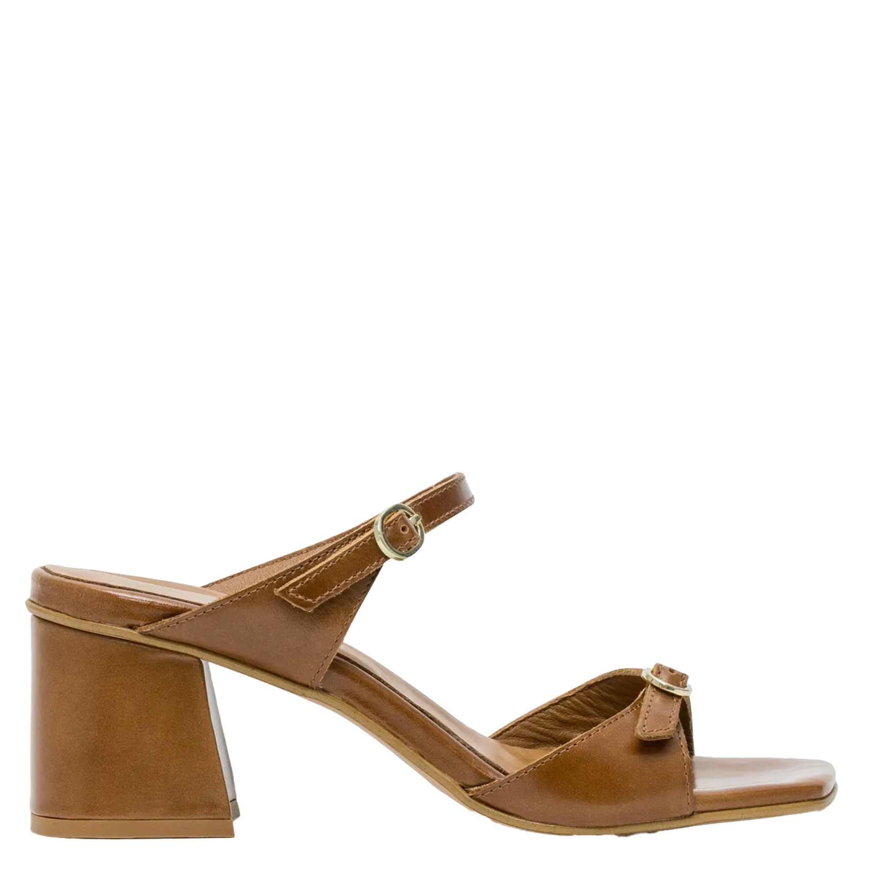Flat leather mules BOCAGE Brown