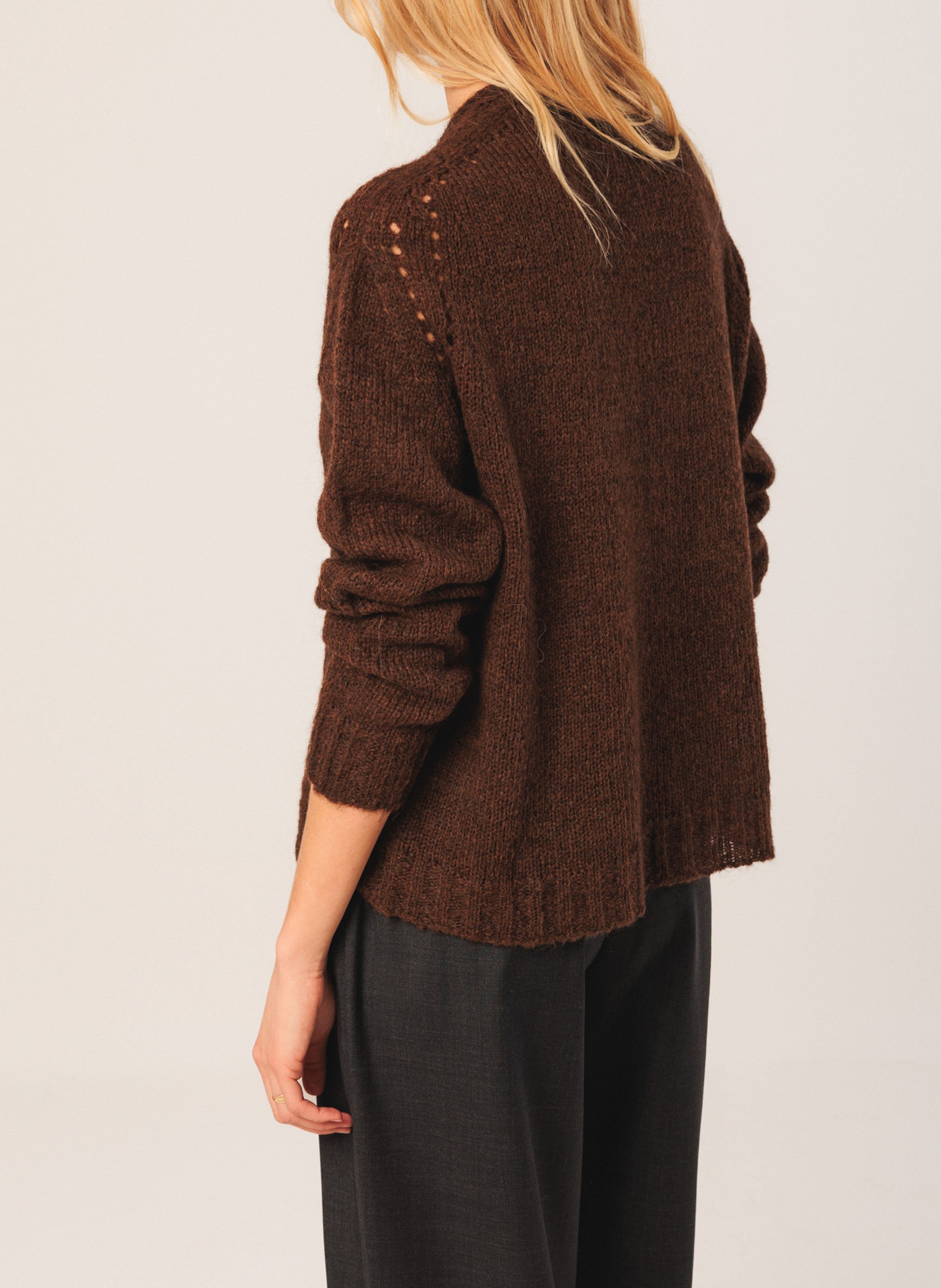 Strickjacke - Schalkragen INDI & COLD Braun