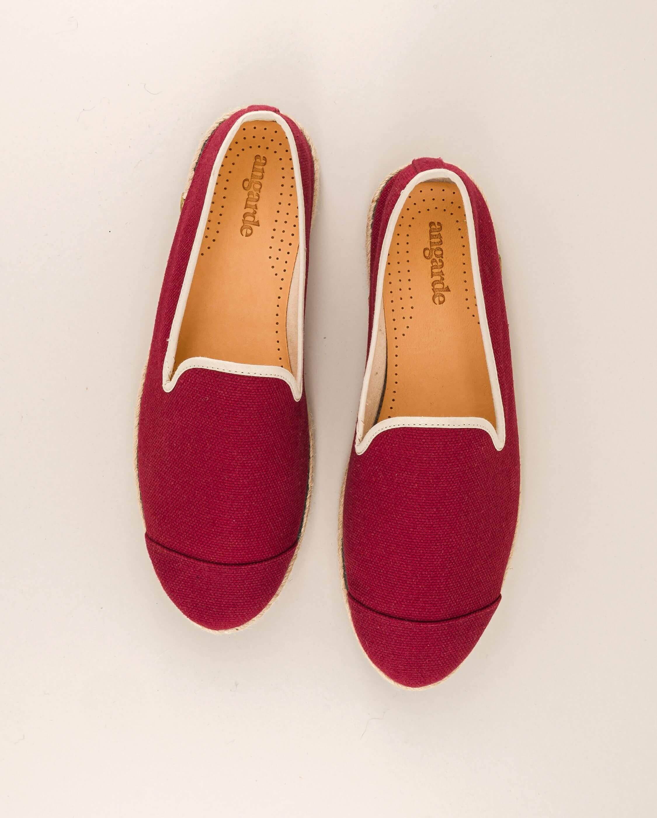 Men's cotton espadrilles, burgundy beige ANGARDE Red