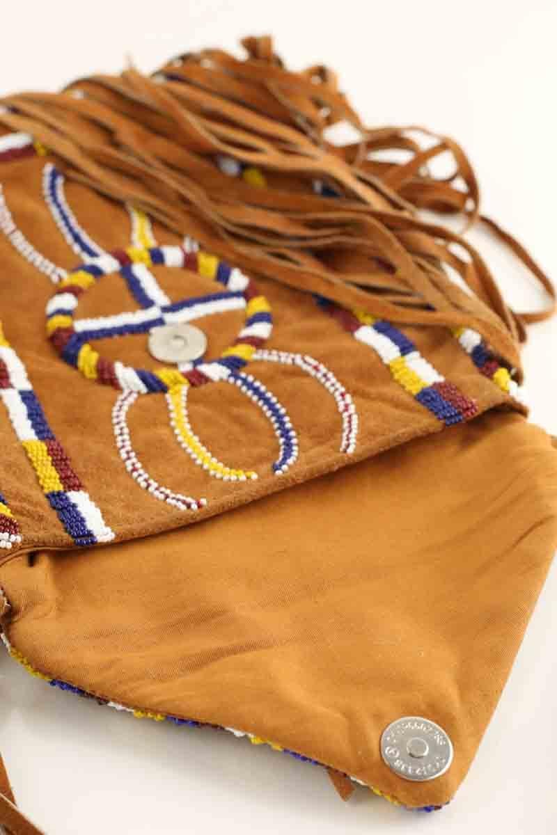 Leather messenger bag ANTIK BATIK - Seconde Main Brown