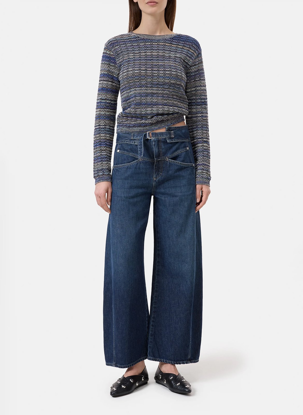 Rib-knit straight sweater CLOSED Black