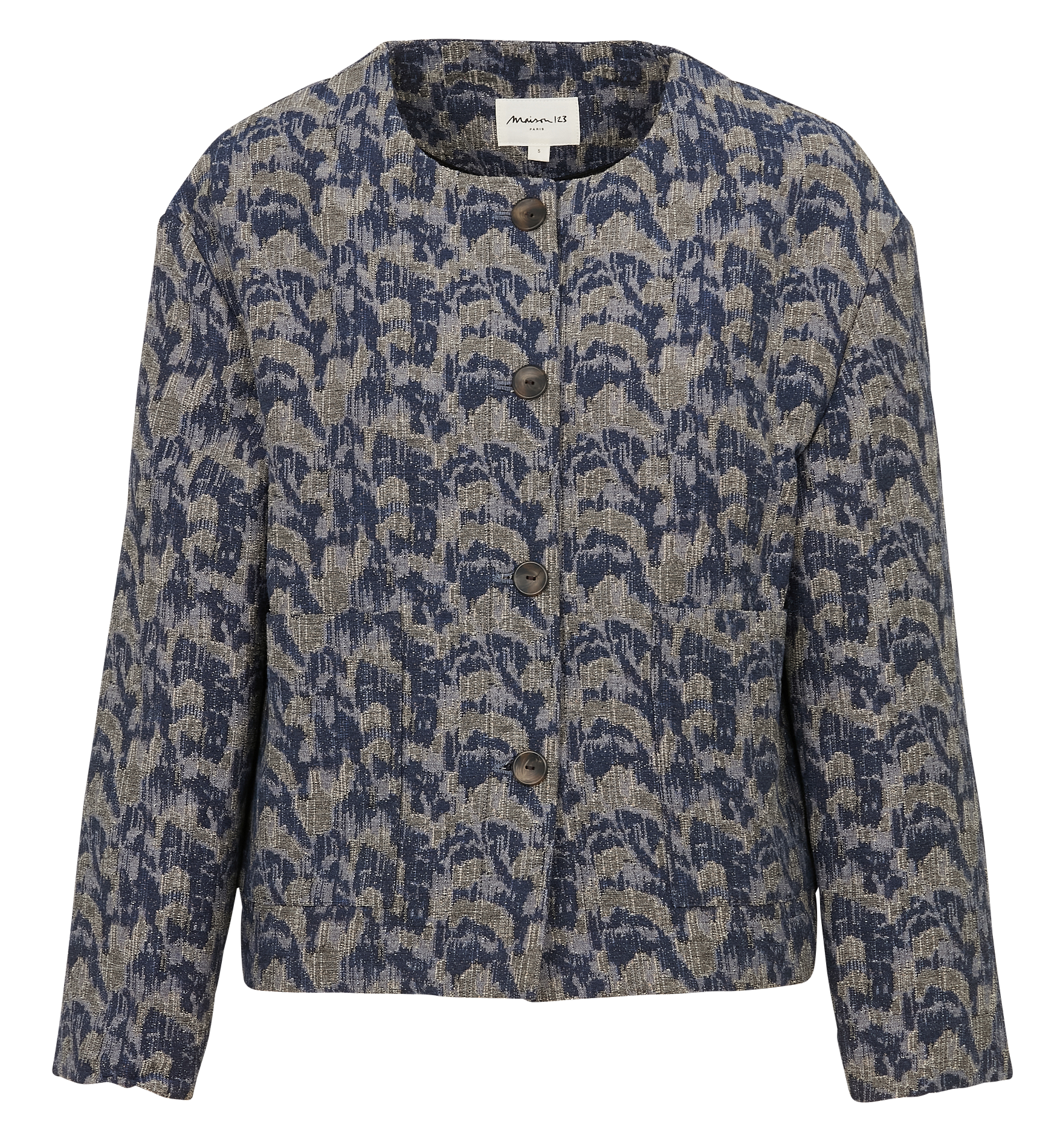 Short button-up jacket with patterns MAISON 123 Blue