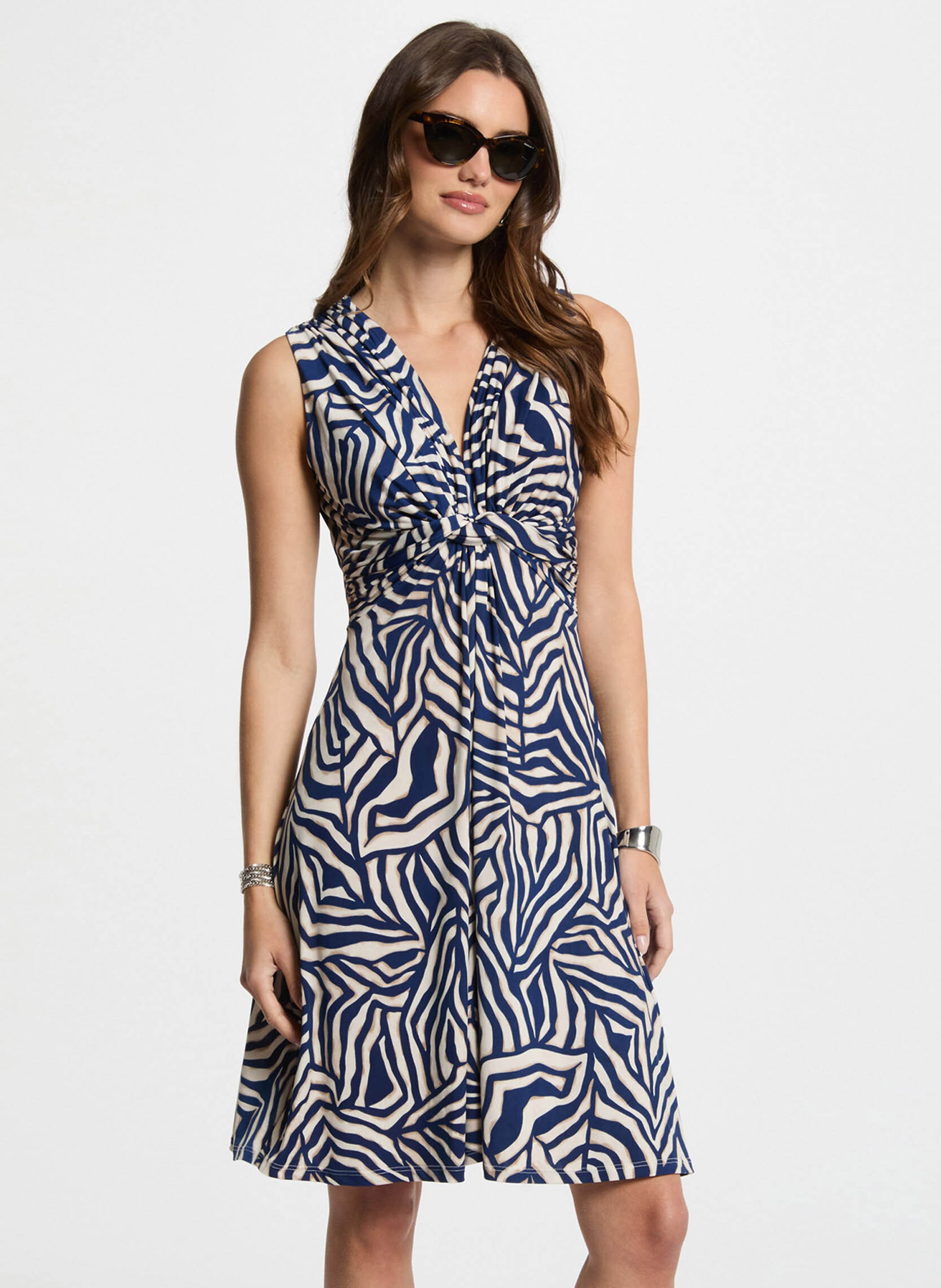 Halflange jurk met V-hals en print MORGAN Veelkleurig