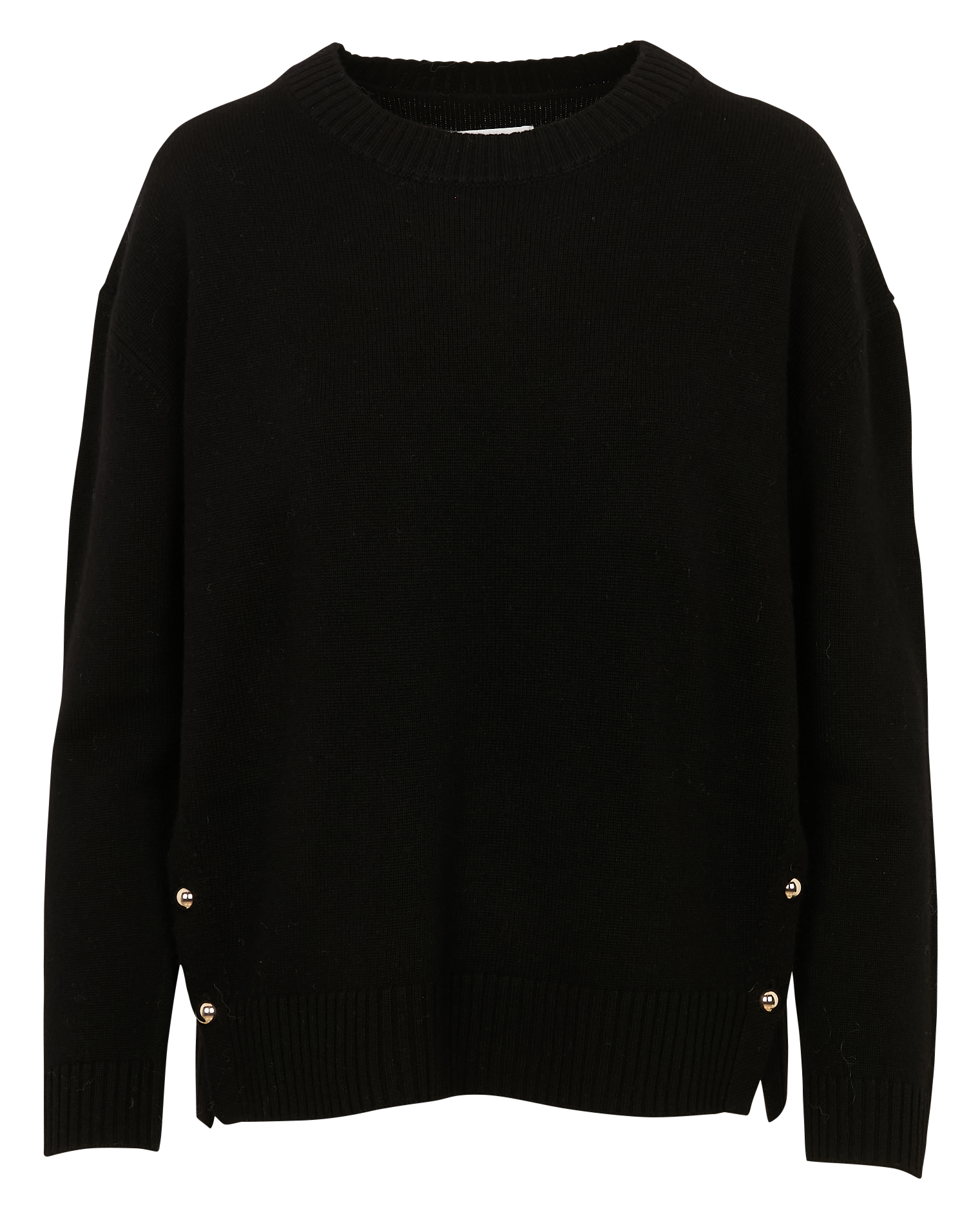 Pull col rond uni avec boutons en laine DES PETITS HAUTS Noir