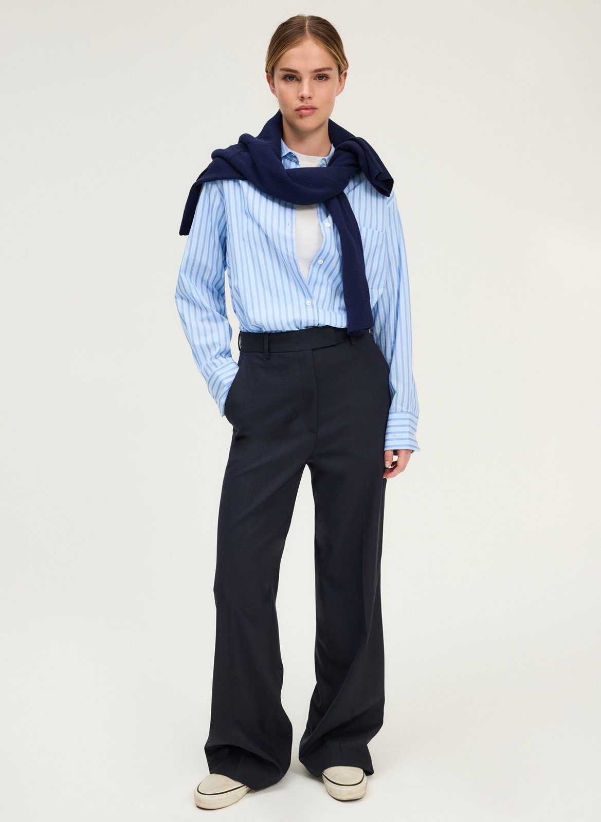 Declic wool-blend loose-fit trousers PABLO Blue