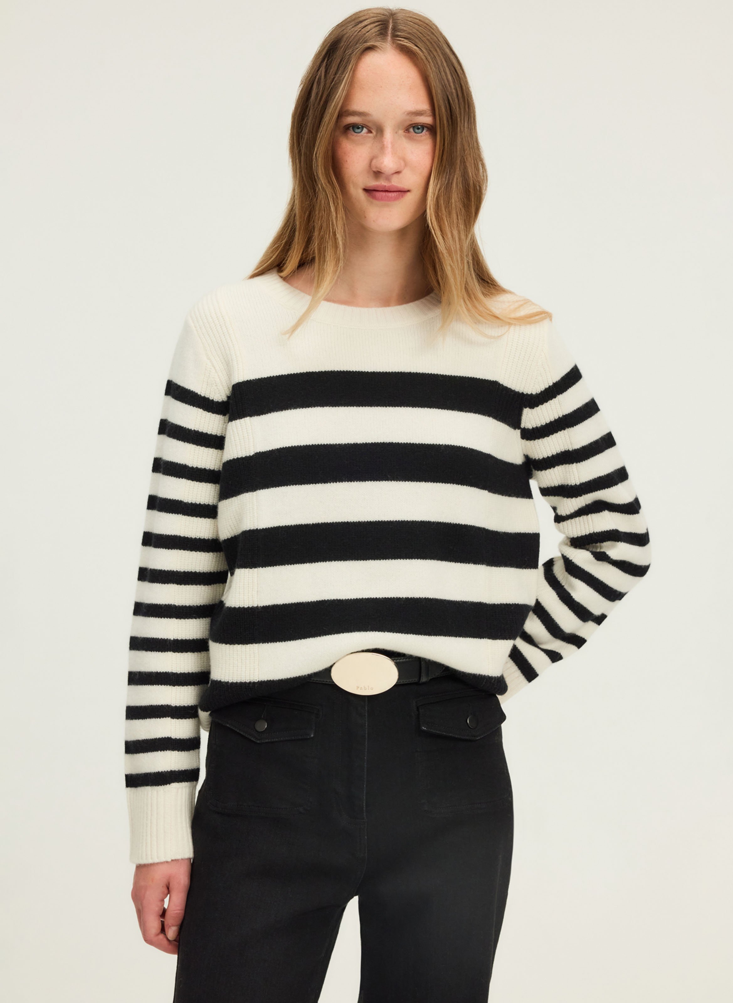 Pull droit col rond en laine PABLO Beige