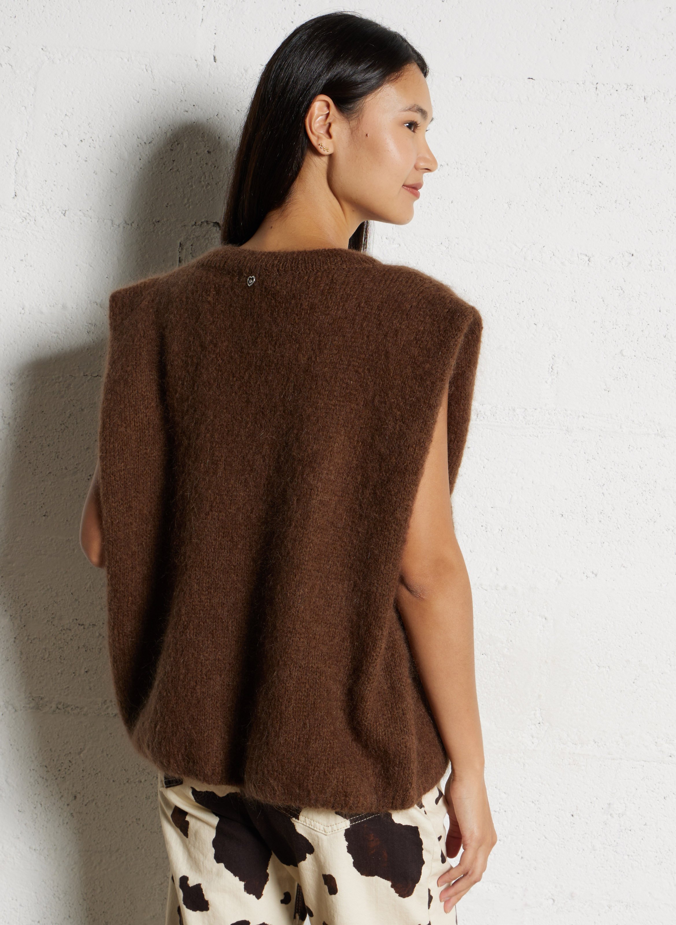 Pull col rond en laine mélangée PLEASE Marron