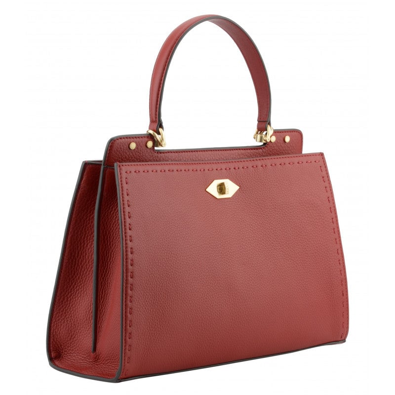 Handbag - cowhide leather POURCHET Red