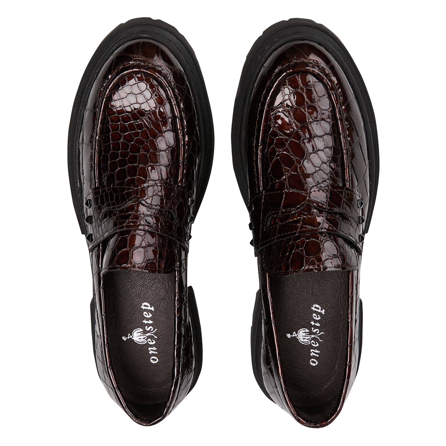 Mocassins en cuir embossé croco ONE STEP Marron