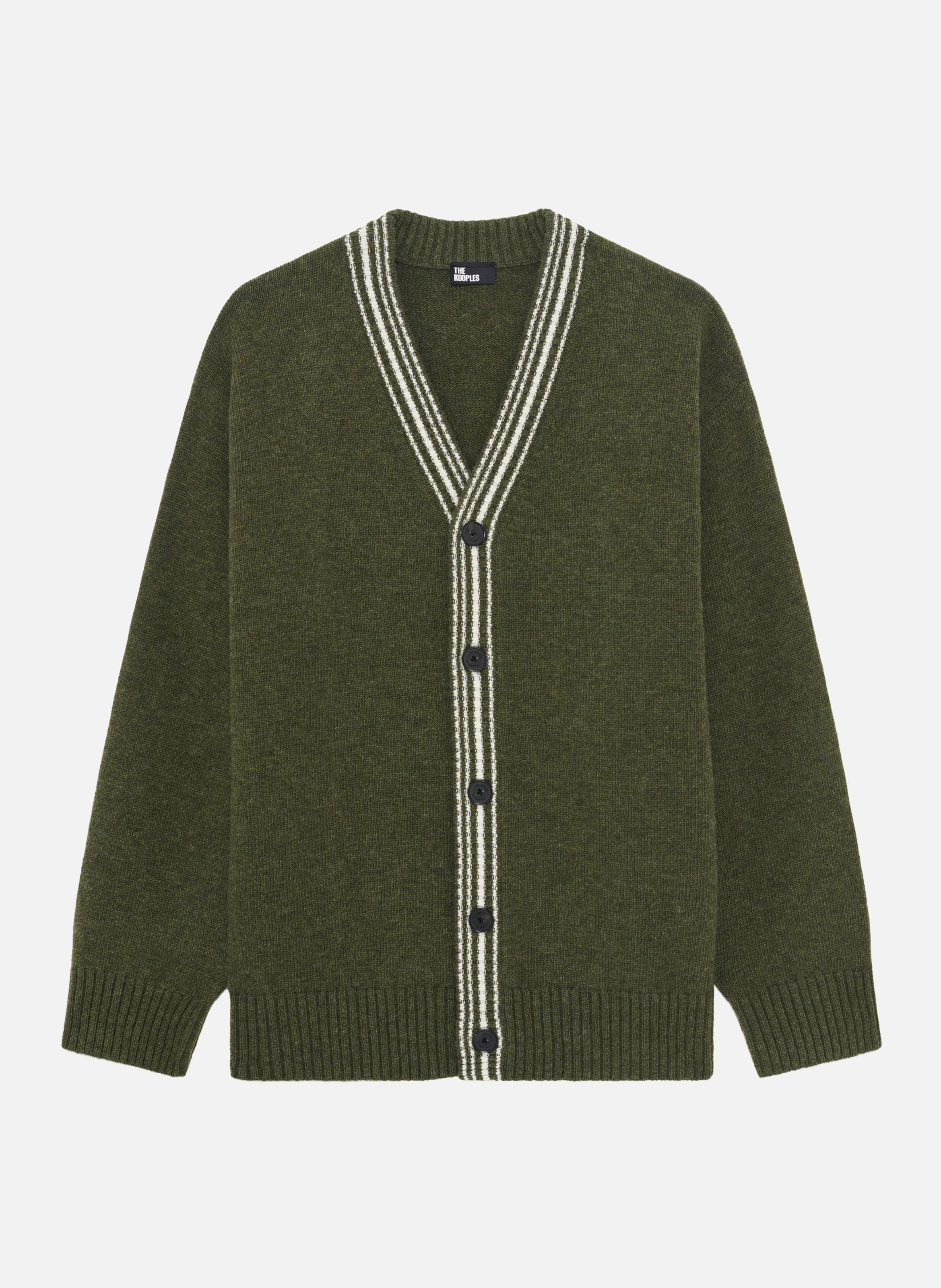 Wool cardigan with contrasted stripes THE KOOPLES Green