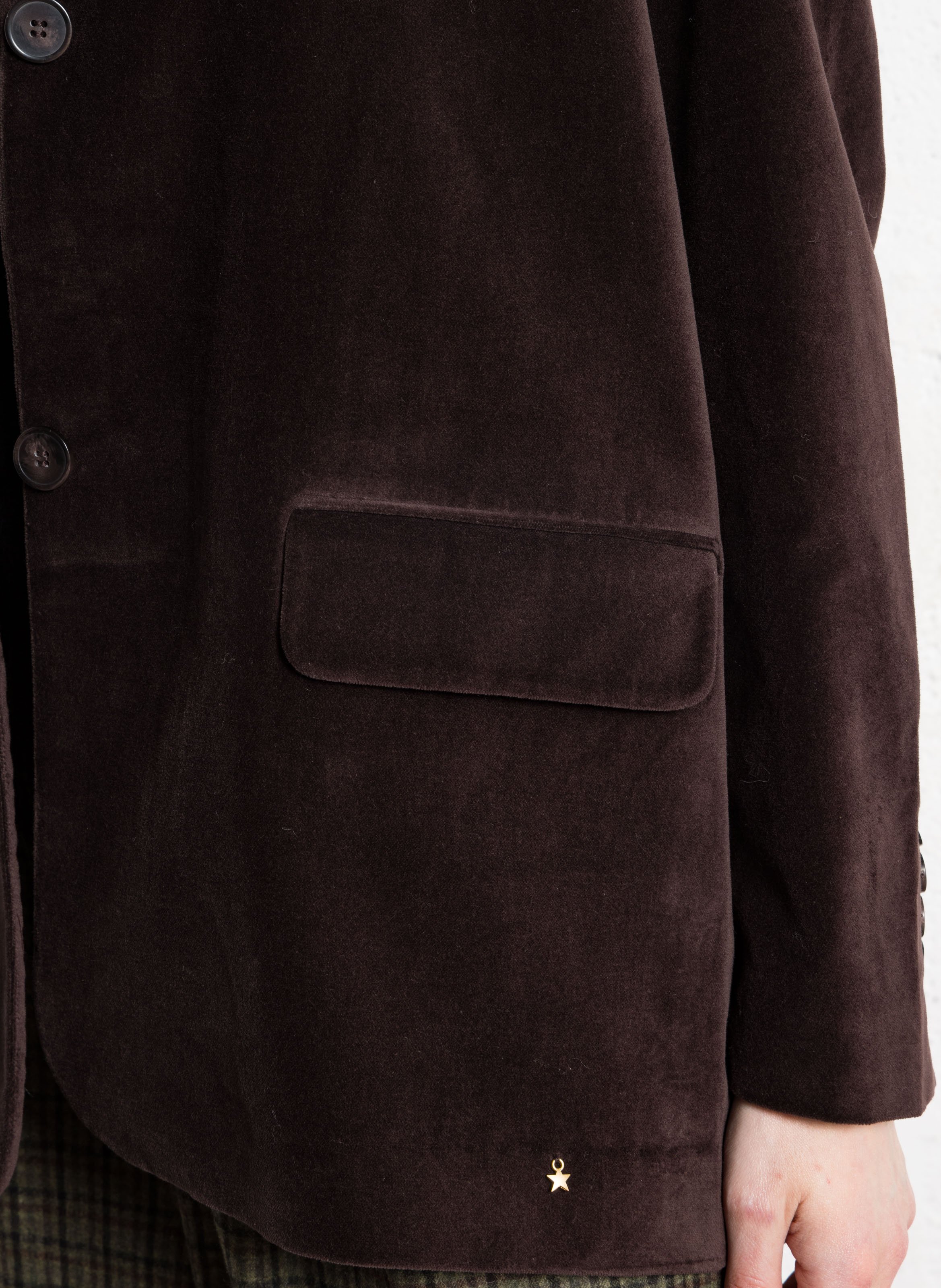 Taillierter Baumwoll-Blazer DES PETITS HAUTS Braun