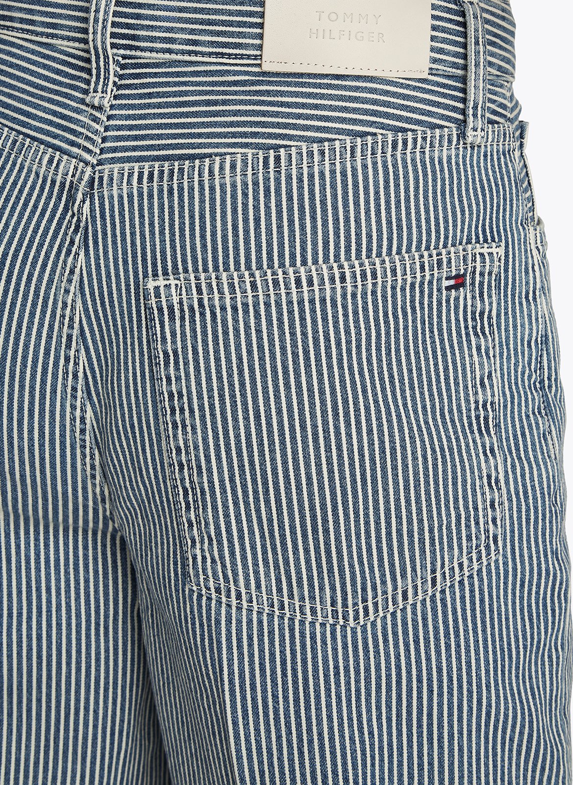 Pantalon droit rayé en coton  TOMMY HILFIGER Bleu