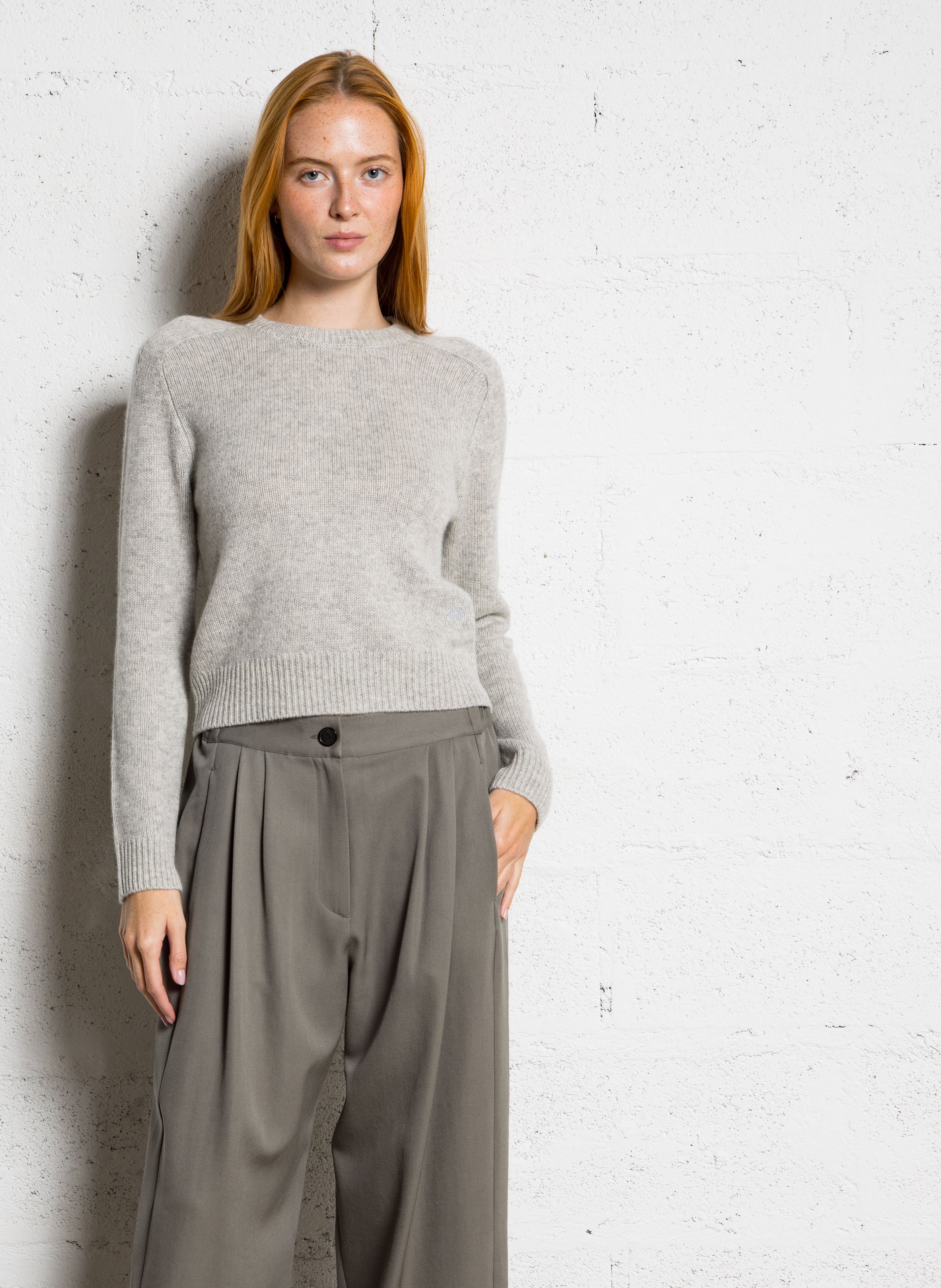 Pull droit col rond en cachemire KUJTEN Beige