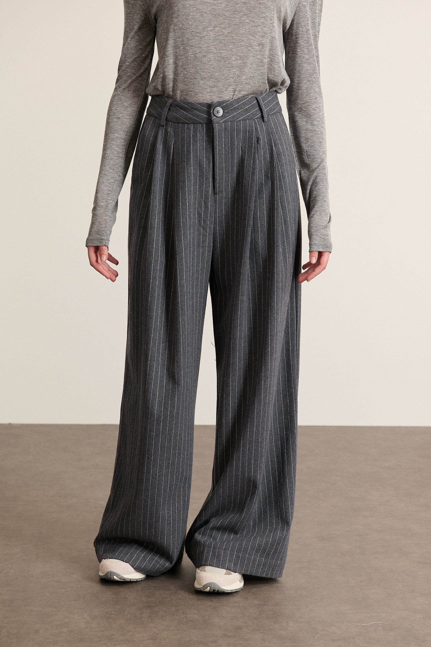 High-waisted striped wide-leg pants GARANCE PARIS Grey