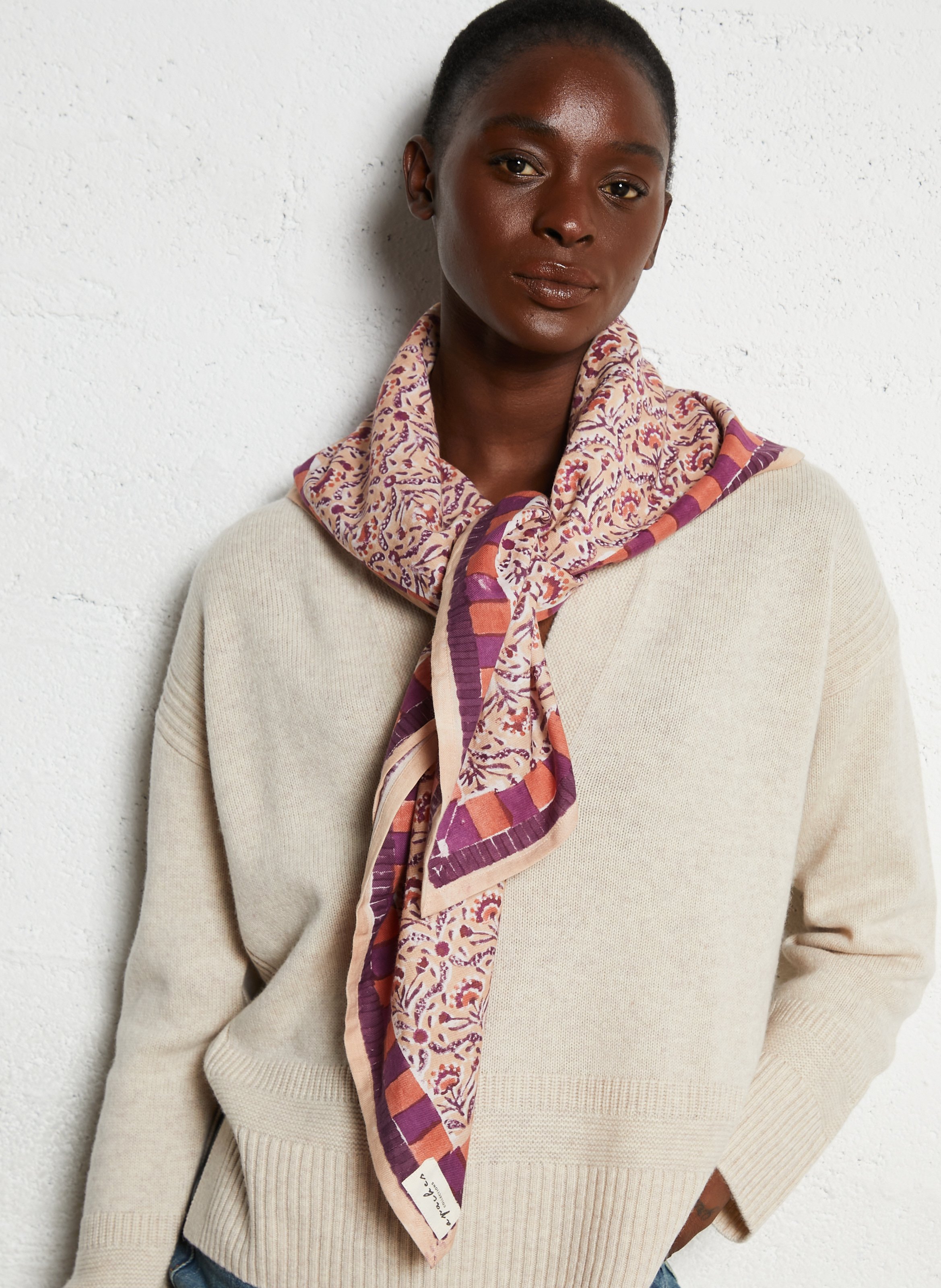 Cotton scarf APACHES COLLECTIONS Beige