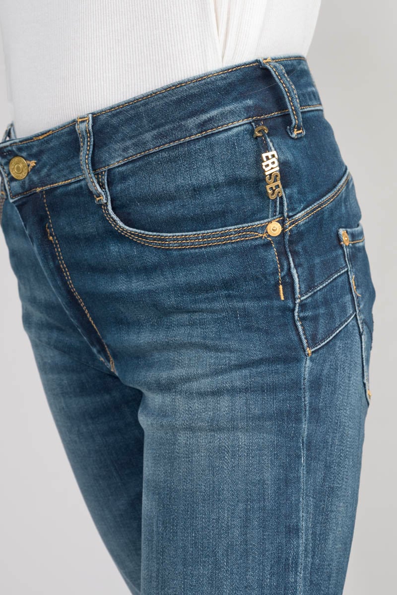 High-waisted push-up slim jeans, 34 length LE TEMPS DES CERISES Blue