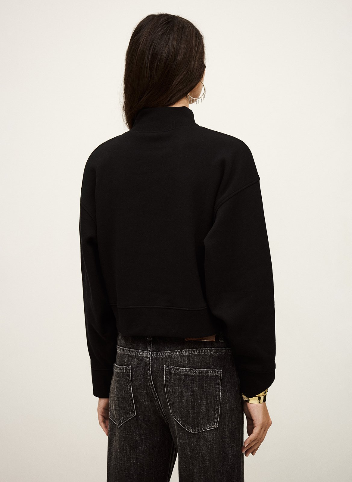 Sweat col rond en coton mélangé BA&SH Noir