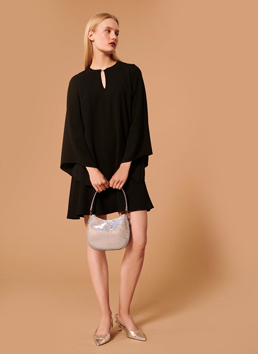 Robe courte col rond en crêpe TARA JARMON Noir