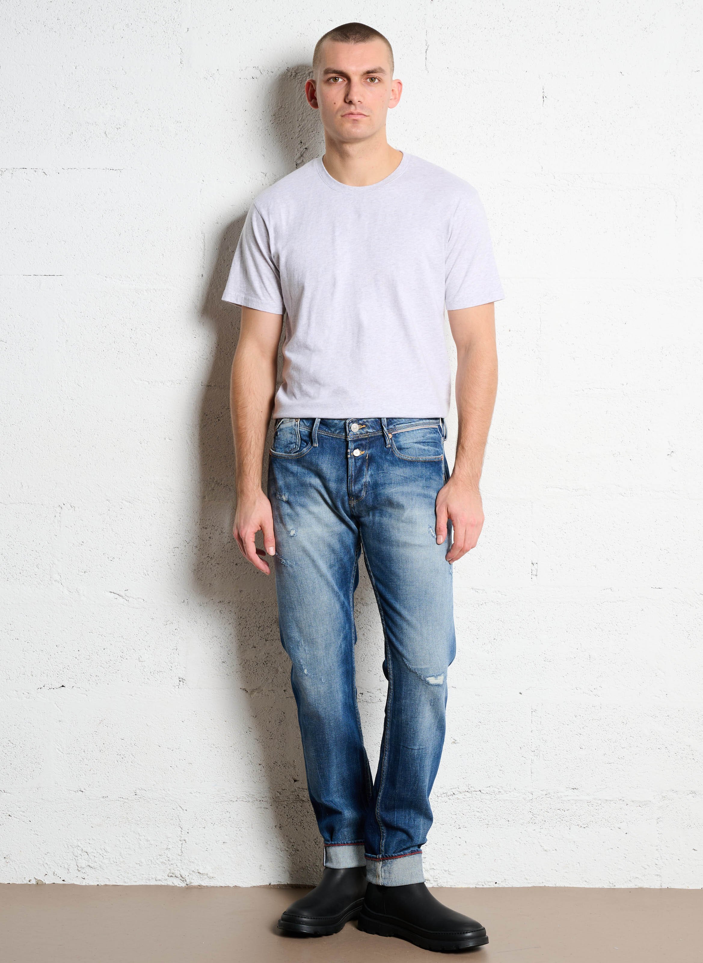 Faded straight jeans LE TEMPS DES CERISES Blue