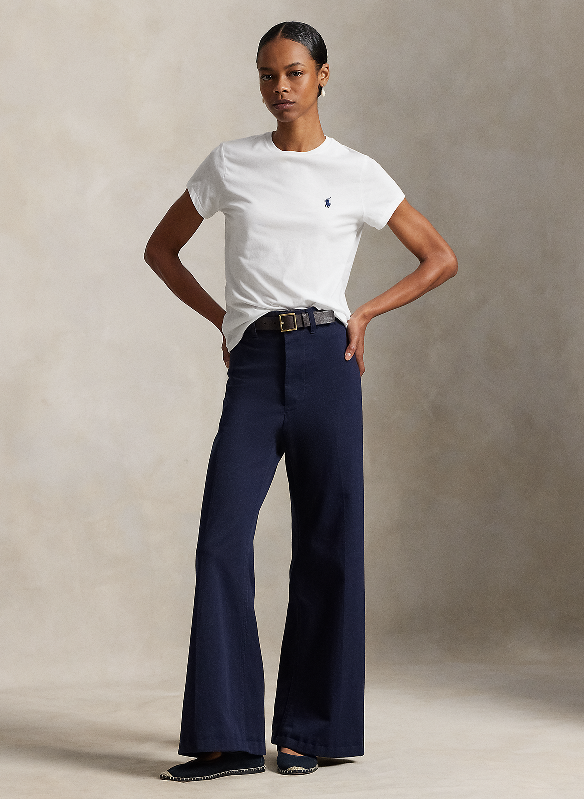 Katoenen T-shirt met ronde hals en borduursel POLO RALPH LAUREN Wit