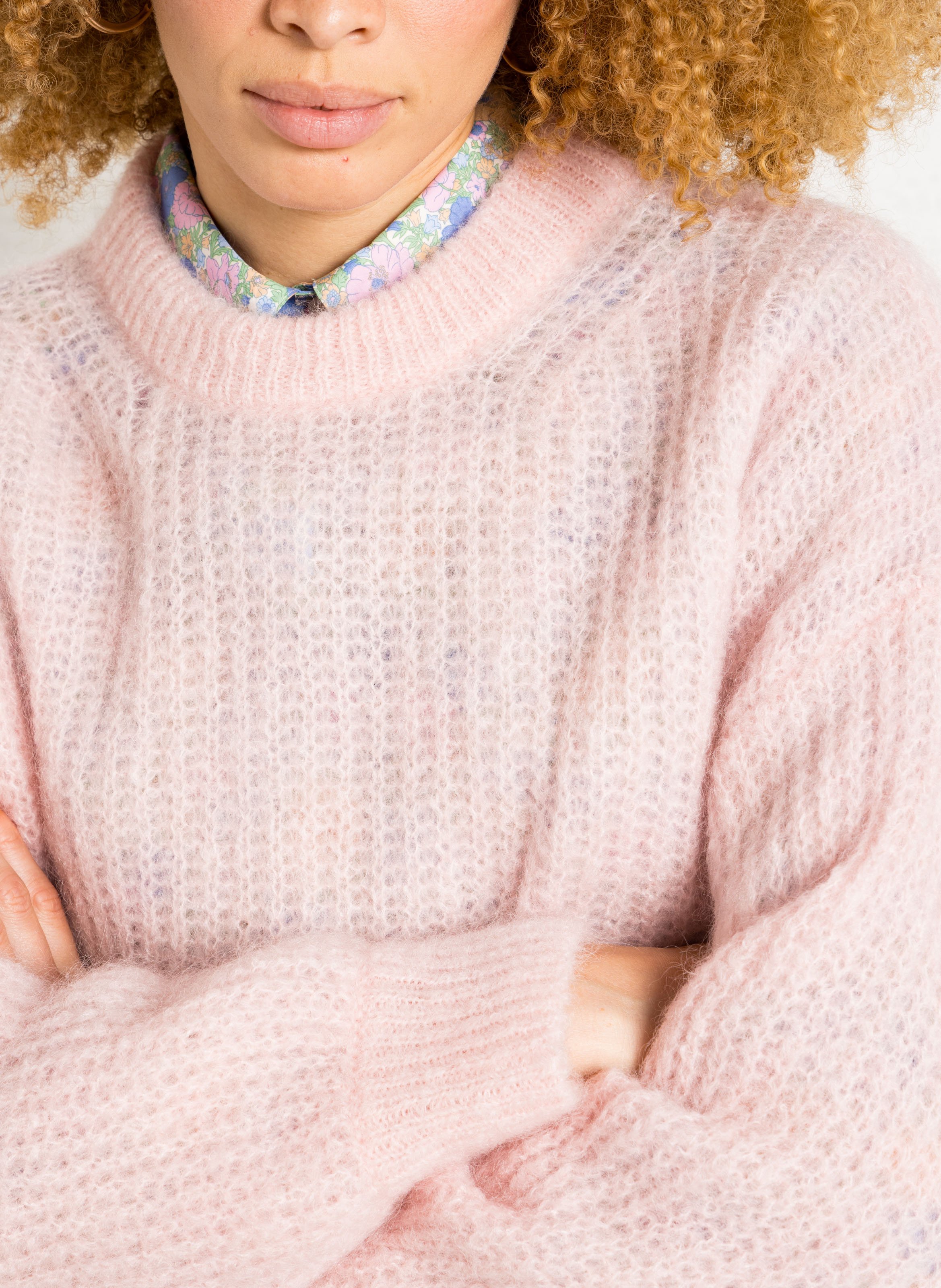 Oversized solid mohair blend sweater DES PETITS HAUTS Pink
