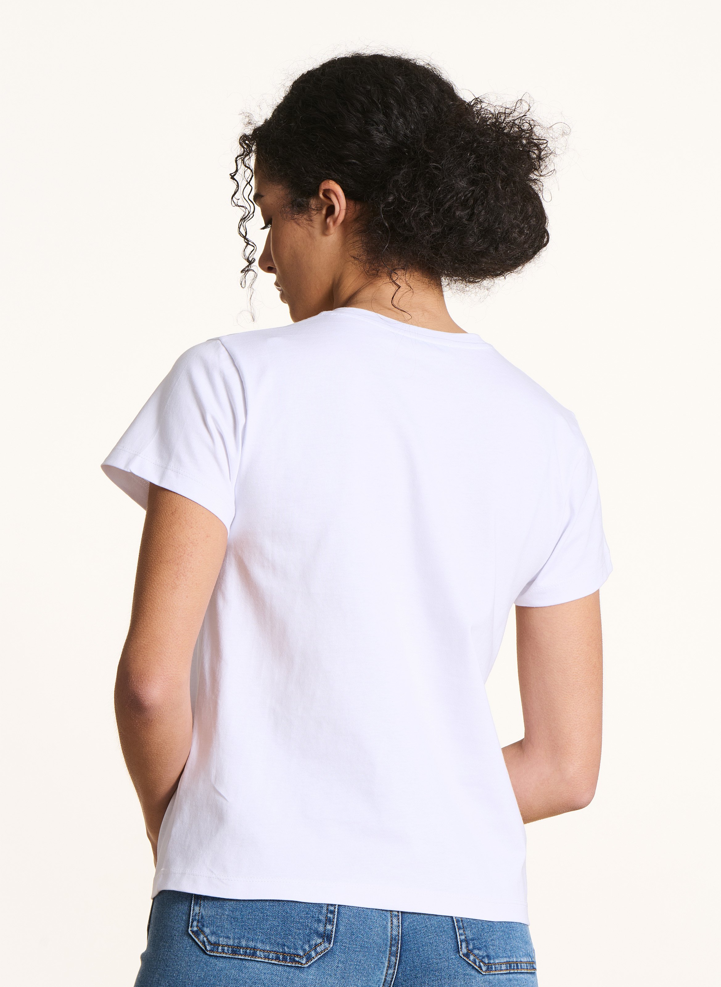 Tee-shirt droit sérigraphié en coton bio LA FEE MARABOUTEE Blanc
