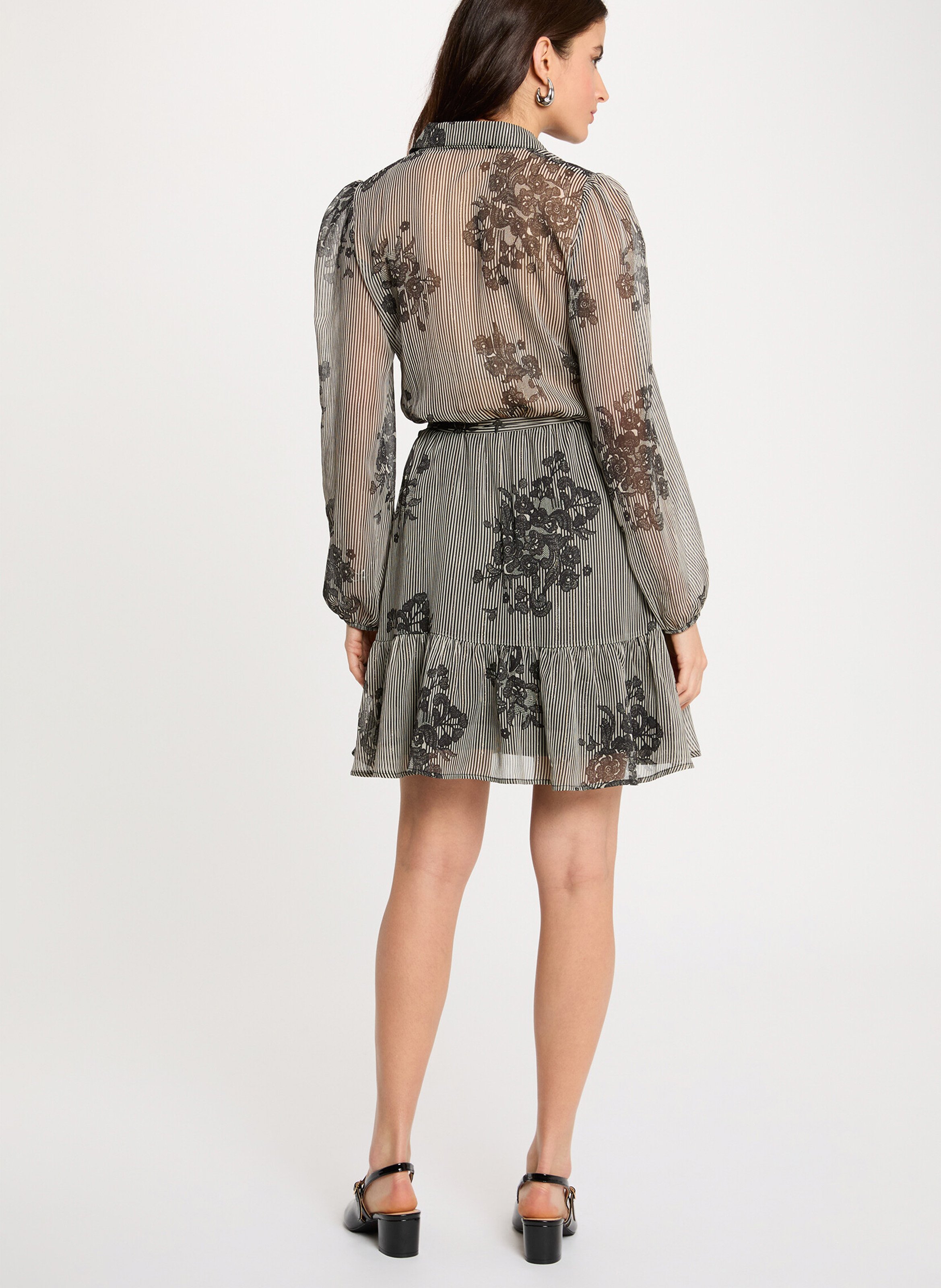 Robe courte rayée à motifs floraux MORGAN Multicolore