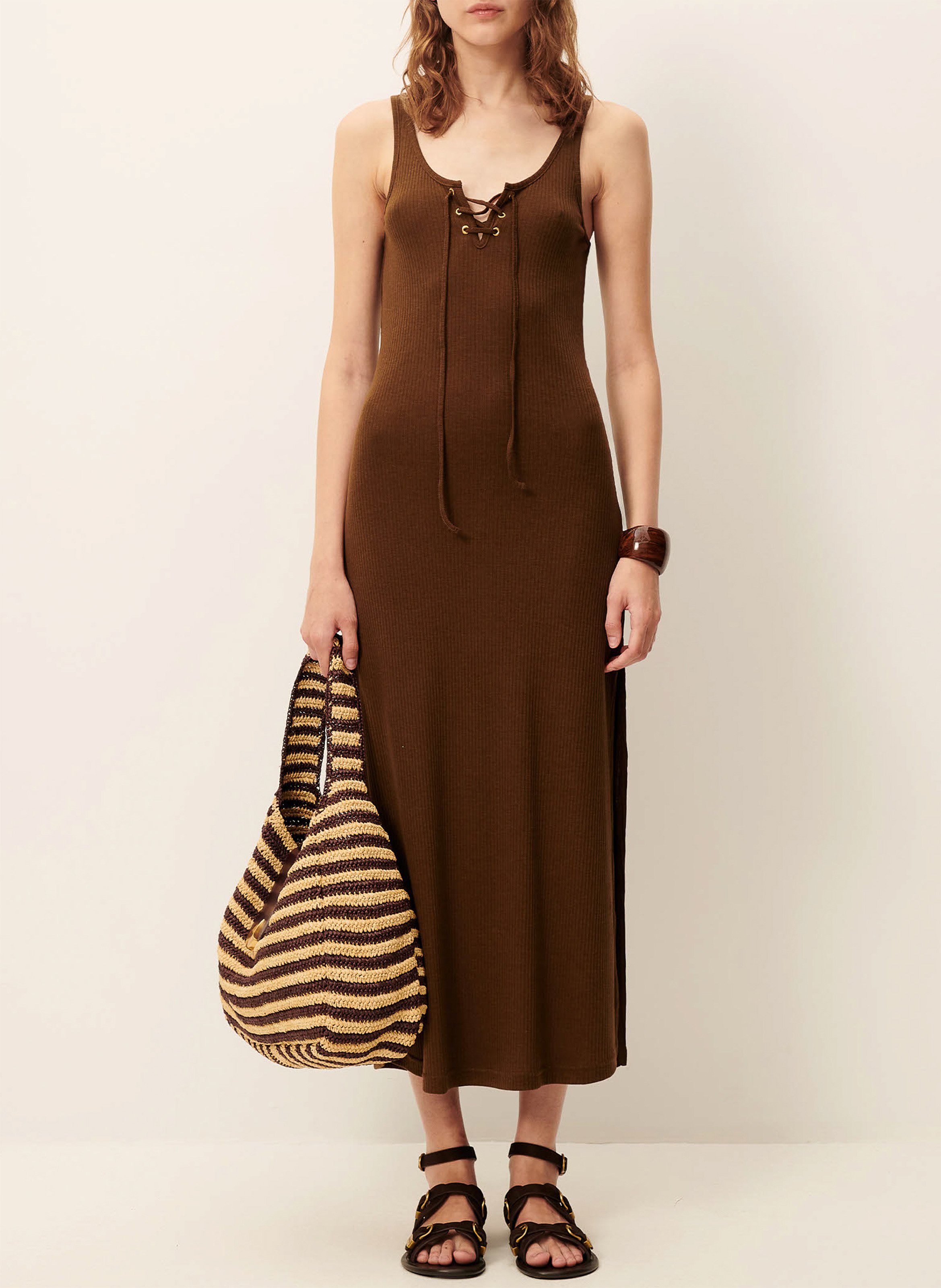 Lange gebreide jurk SESSUN Bruin