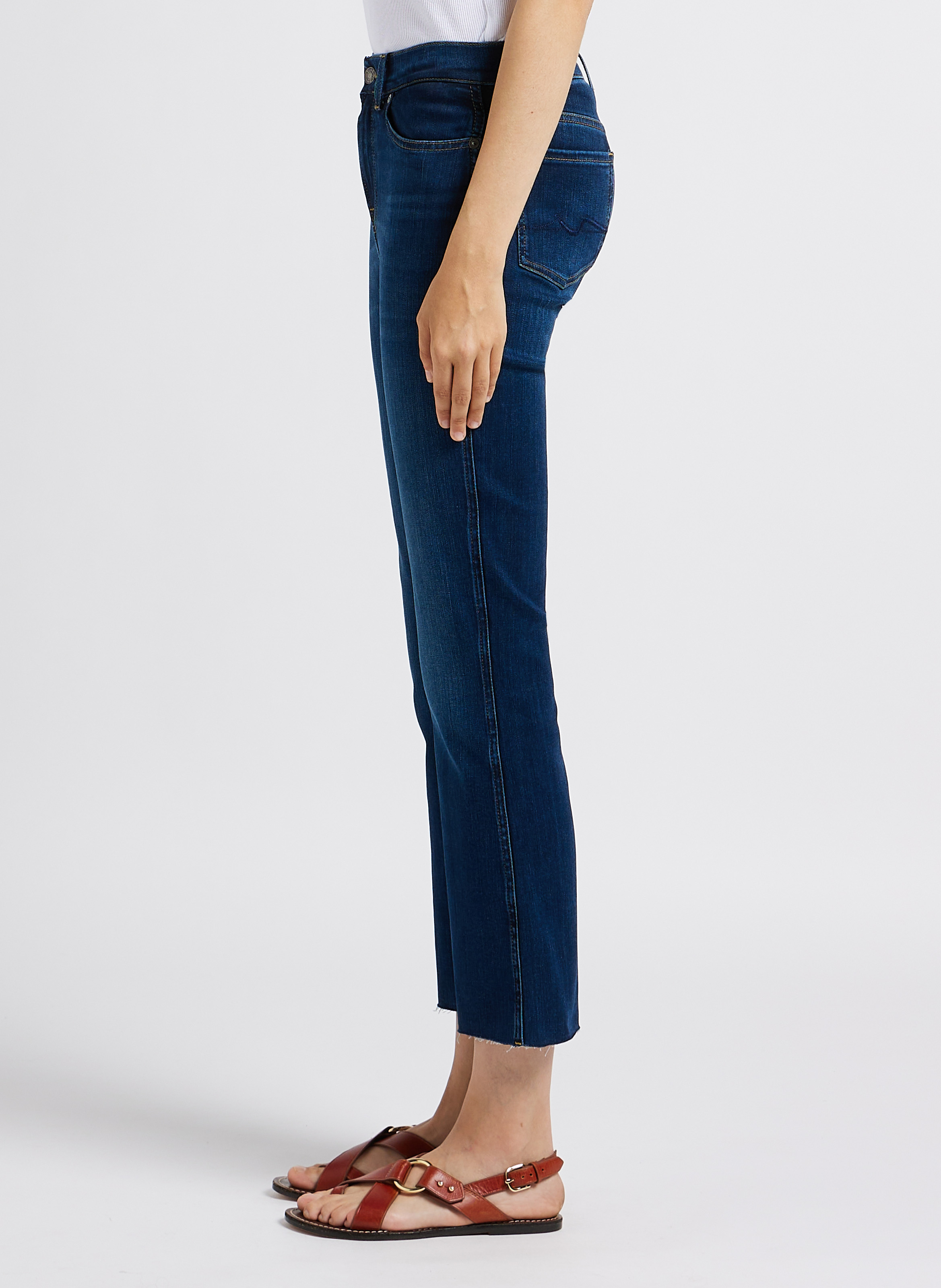 Jean droit en coton mélangé  7 FOR ALL MANKIND Bleu