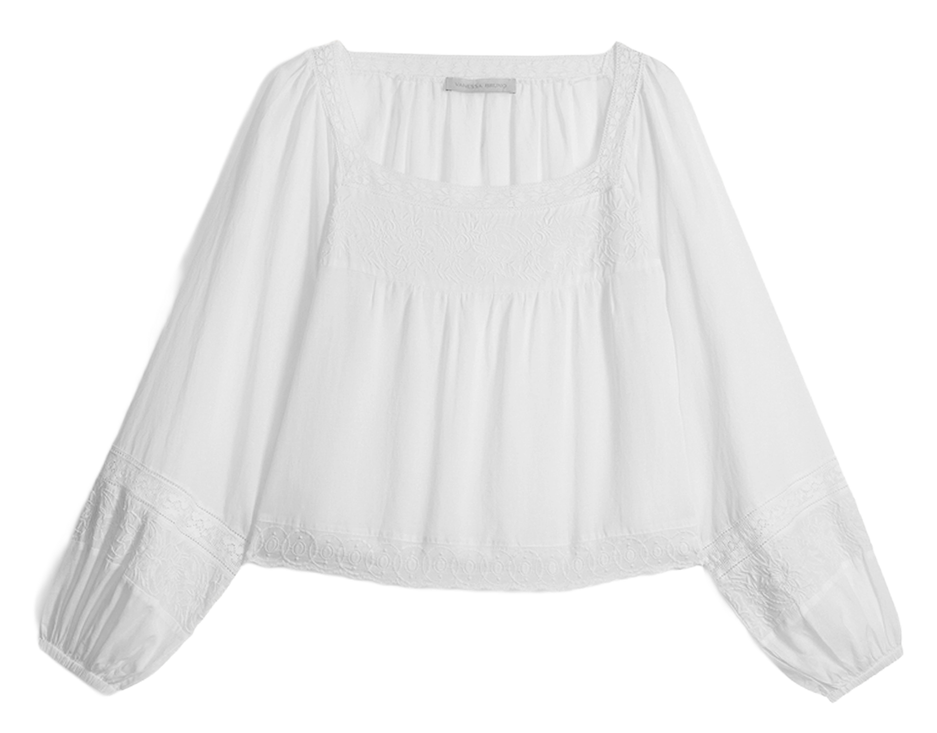 Top ample col carré brodé VANESSA BRUNO Blanc