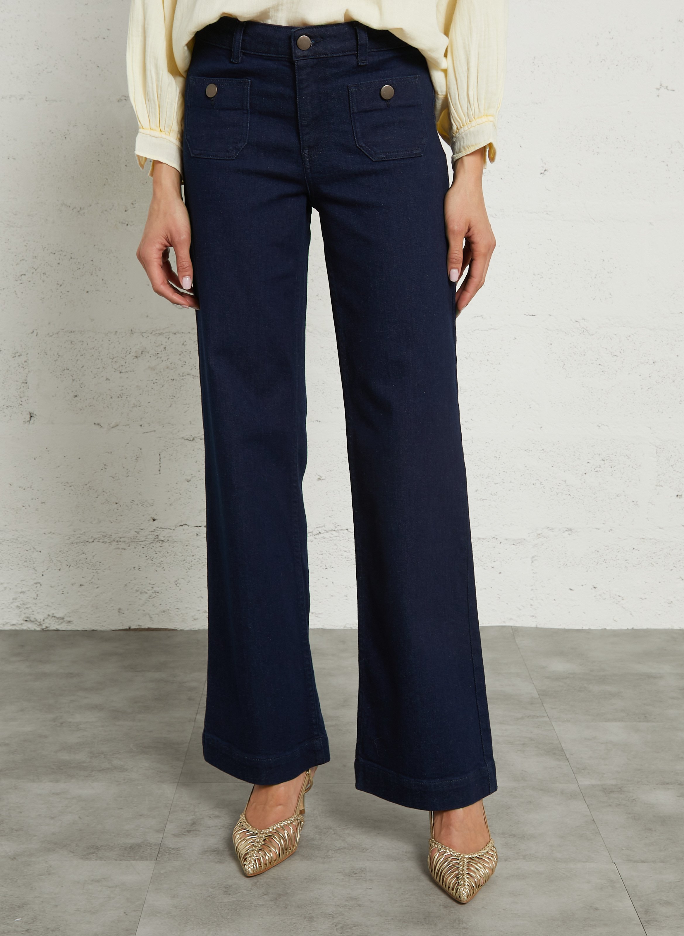 Gerade geschnittene Hose mit mittelhoher Taille in einfarbig MAISON 123 Blau