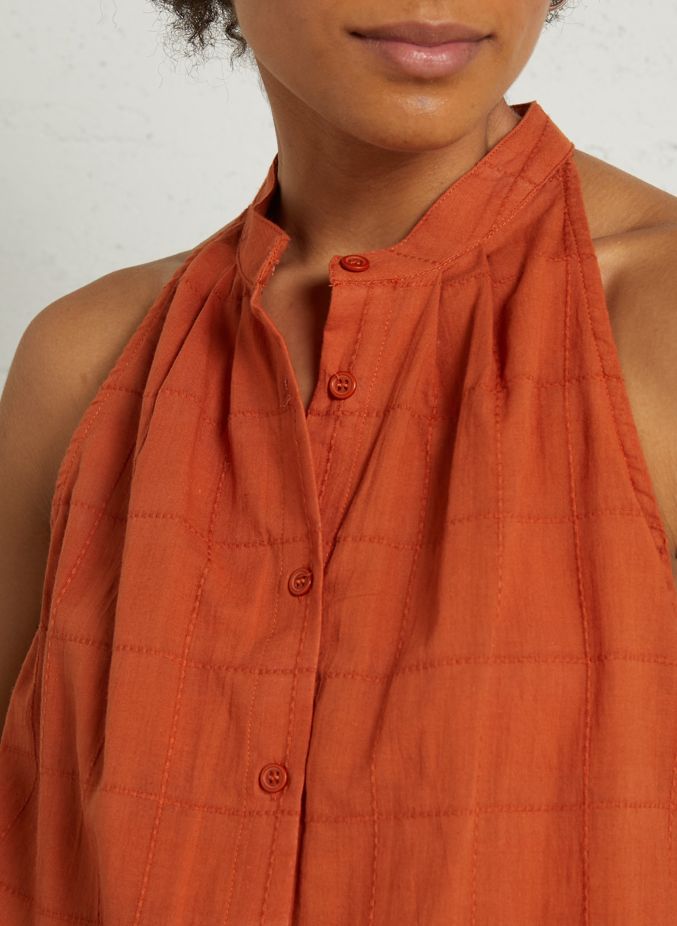 Top col rond en coton  SEE U SOON Orange