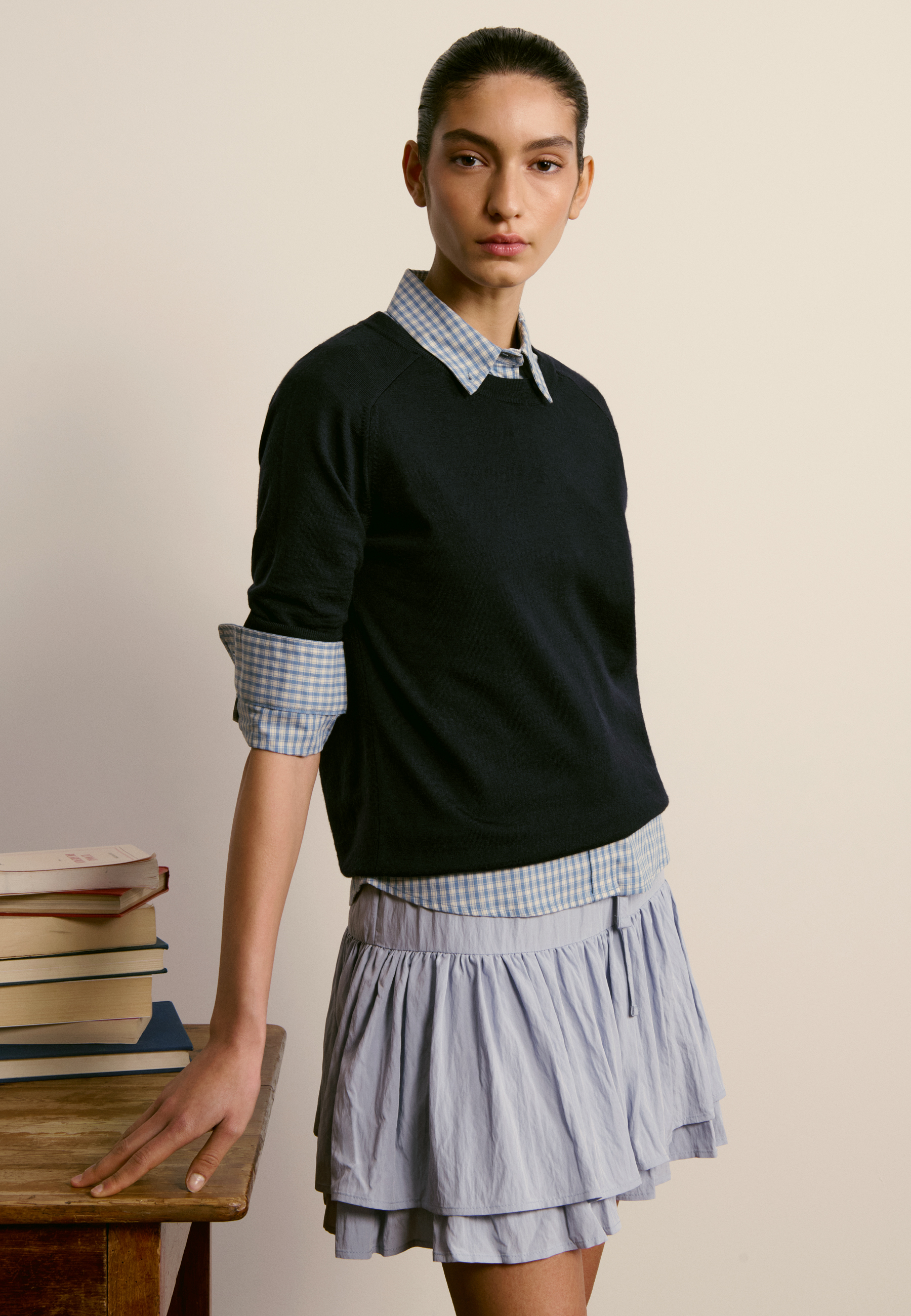 Round neck merino wool T-shirt MAISON MONTAGUT