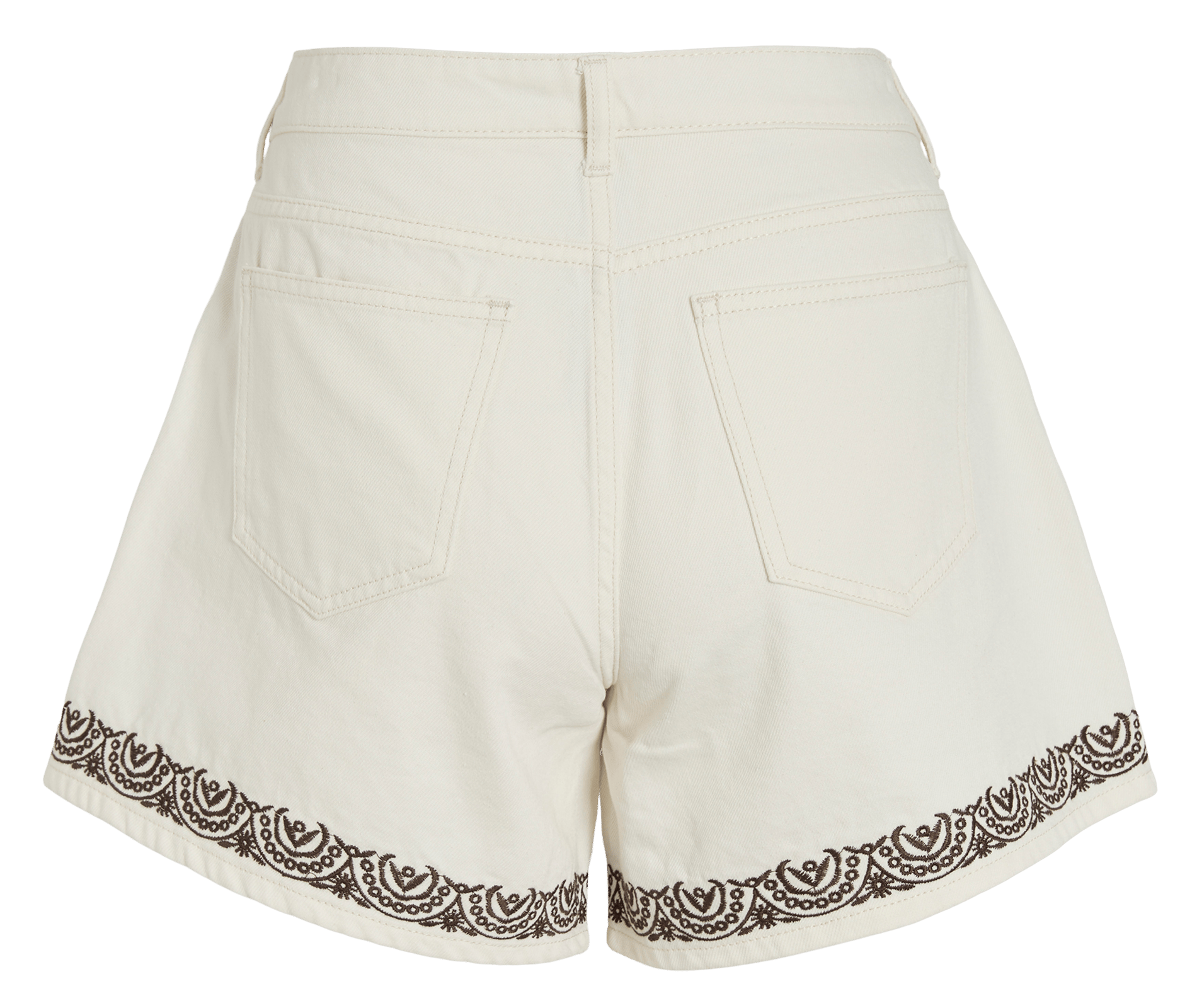 Wide-leg embroidered cotton shorts VILA Grey