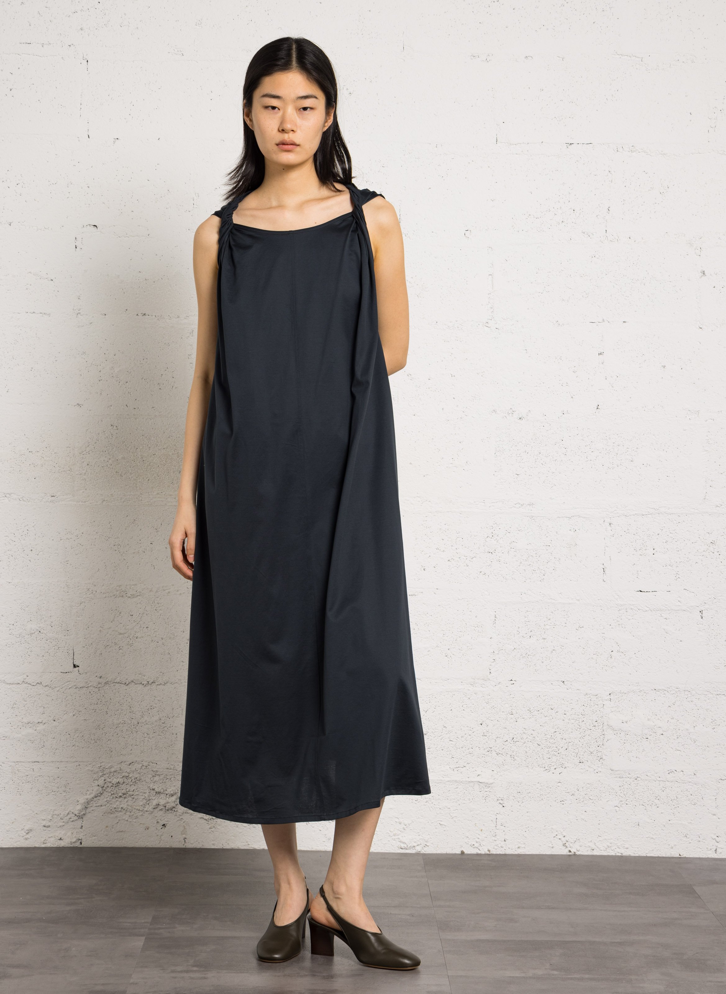 Robe longue col rond en coton bio SOEUR Bleu