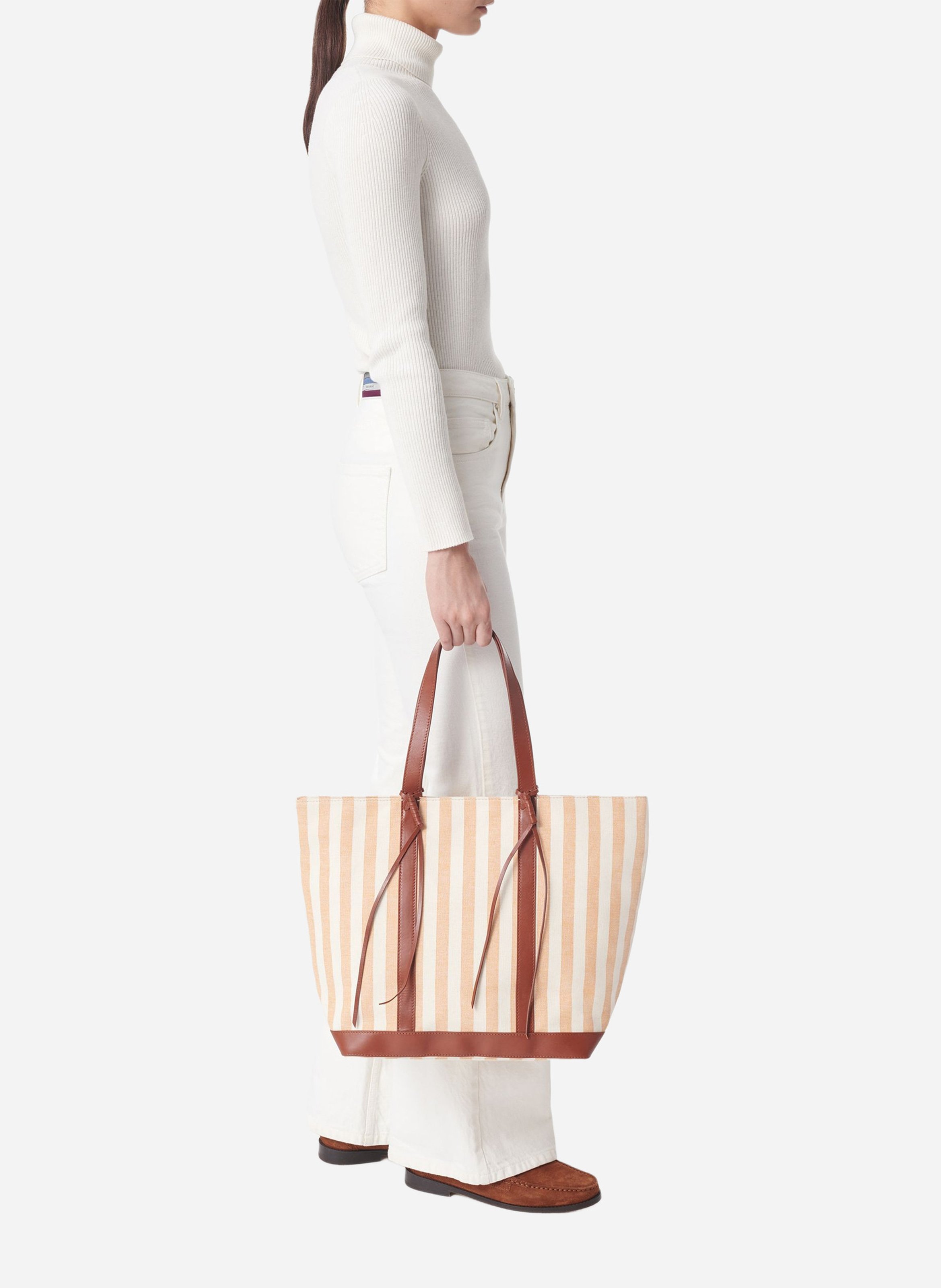 Gestreepte shopper VANESSA BRUNO Geel
