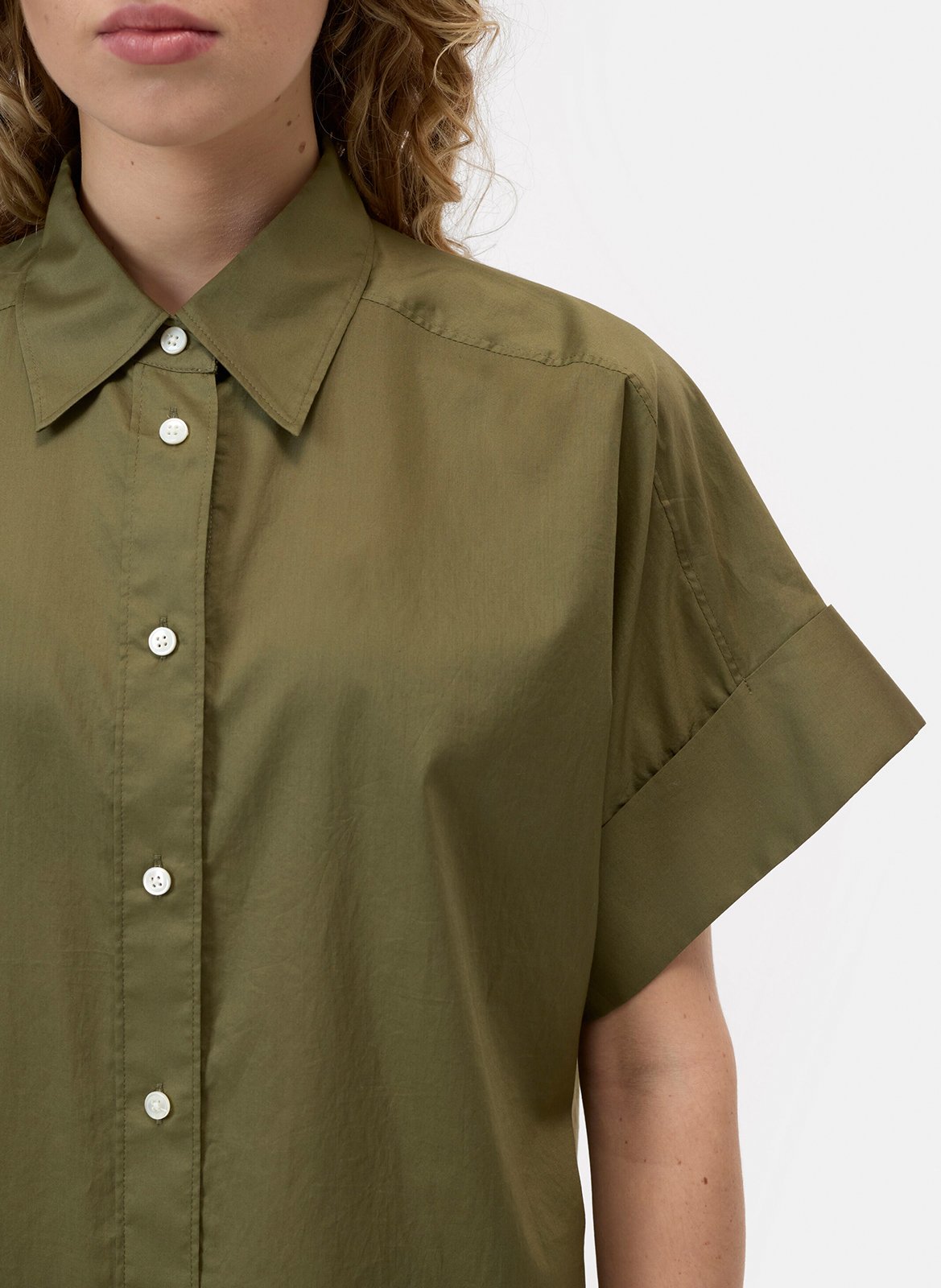 Oversized cotton shirt with classic collar CLOSED Green