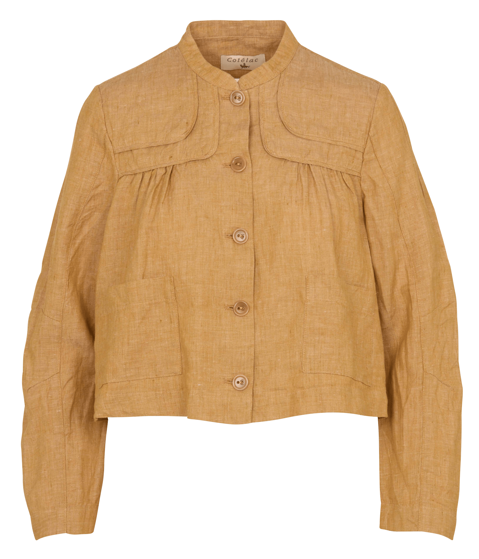 Jacke aus Leinen-Mix mit Rundhalskragen COTELAC Braun