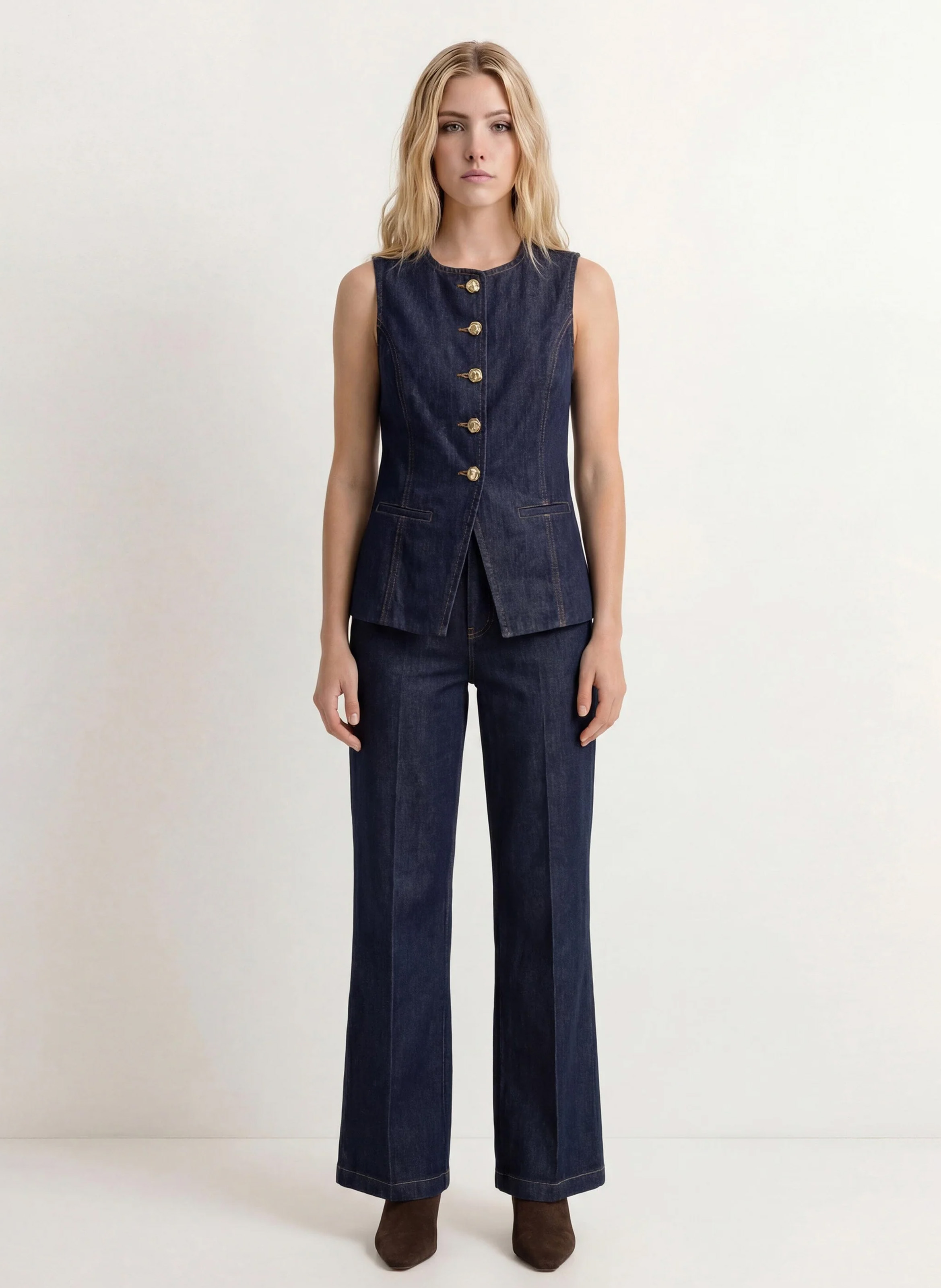 Giacca girocollo in denim di cotone KOOKAI Blu