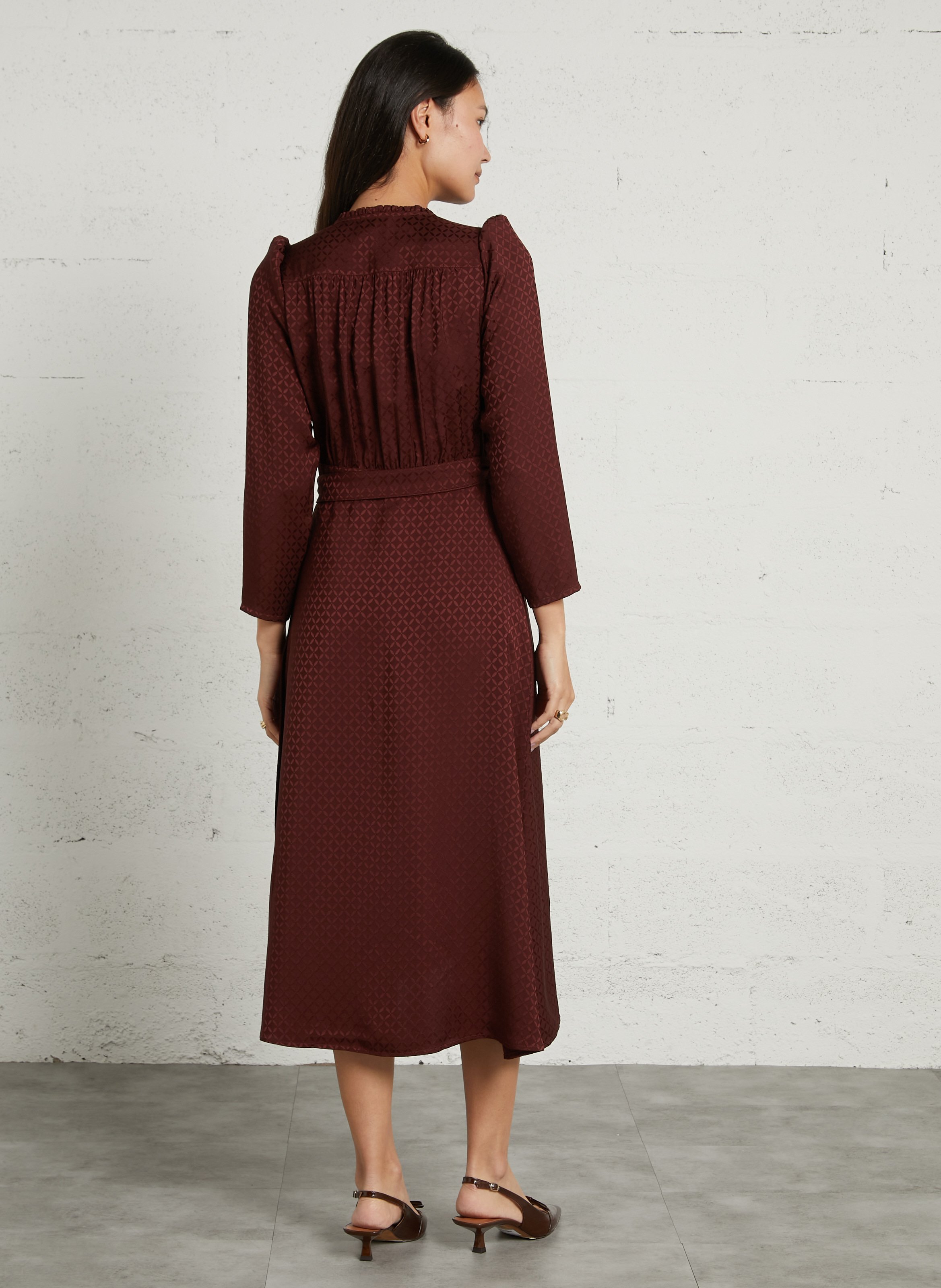 Jacquard midi wrap dress SUNCOO Plums