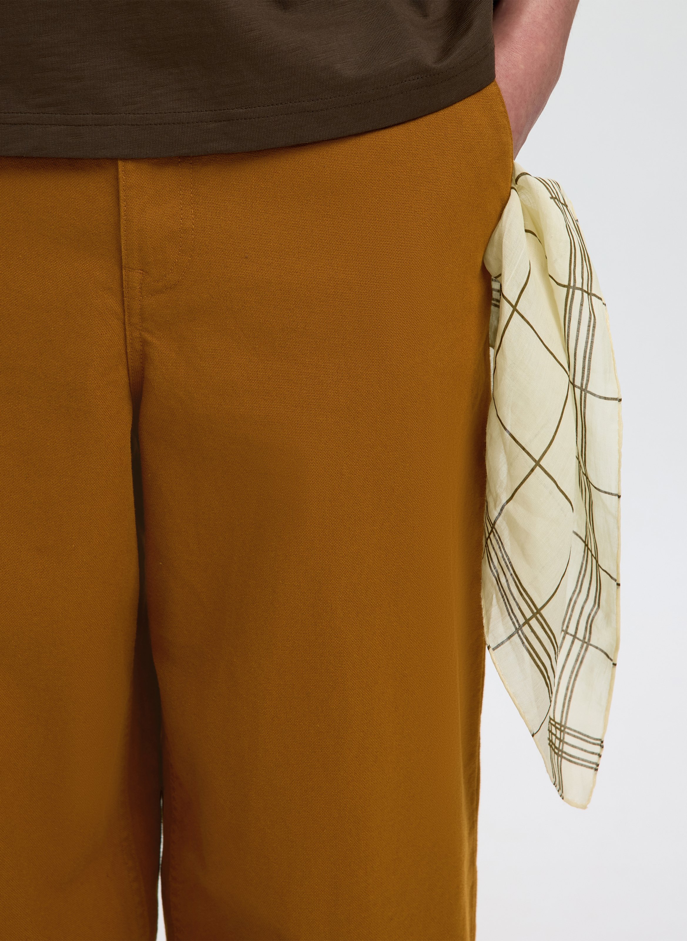 Hose aus Baumwolle und Leinen im weiten Schnitt SELECTED Braun