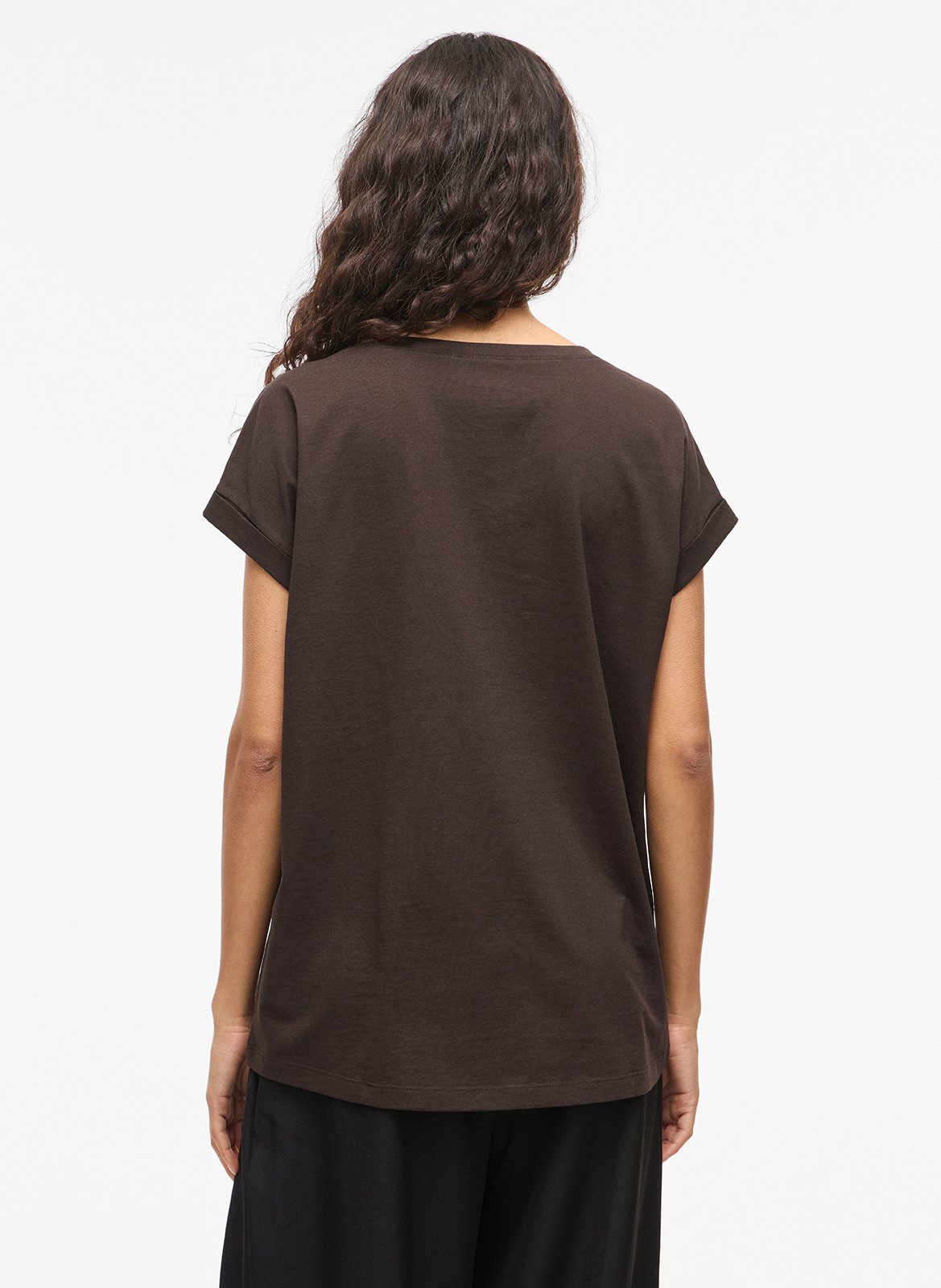 Tee-shirt col rond en coton mélangé  VILA Marron