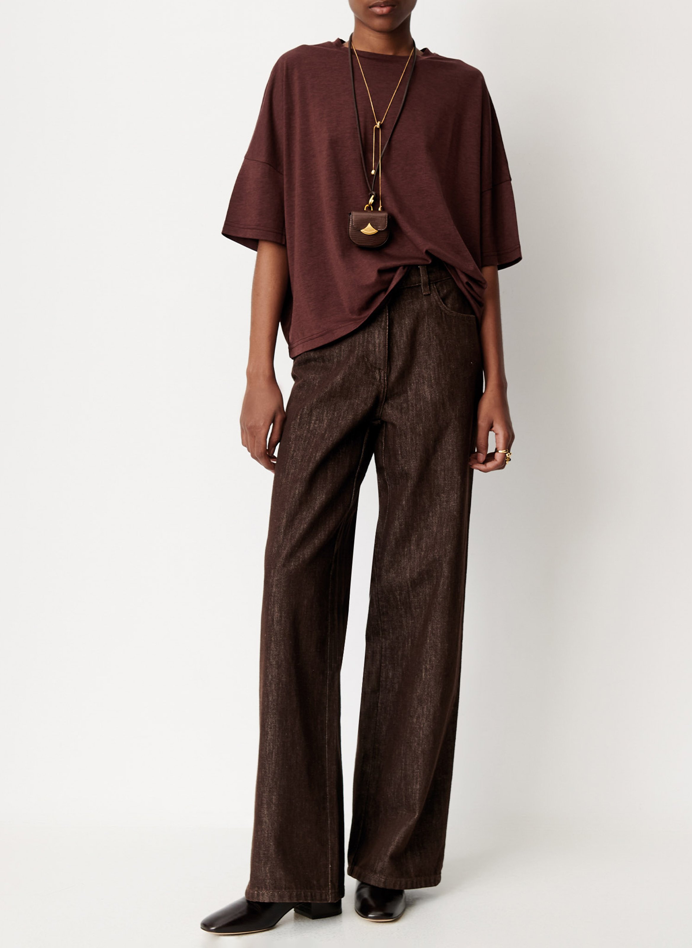 Round-neck oversized T-shirt | Brown SESSUN Women