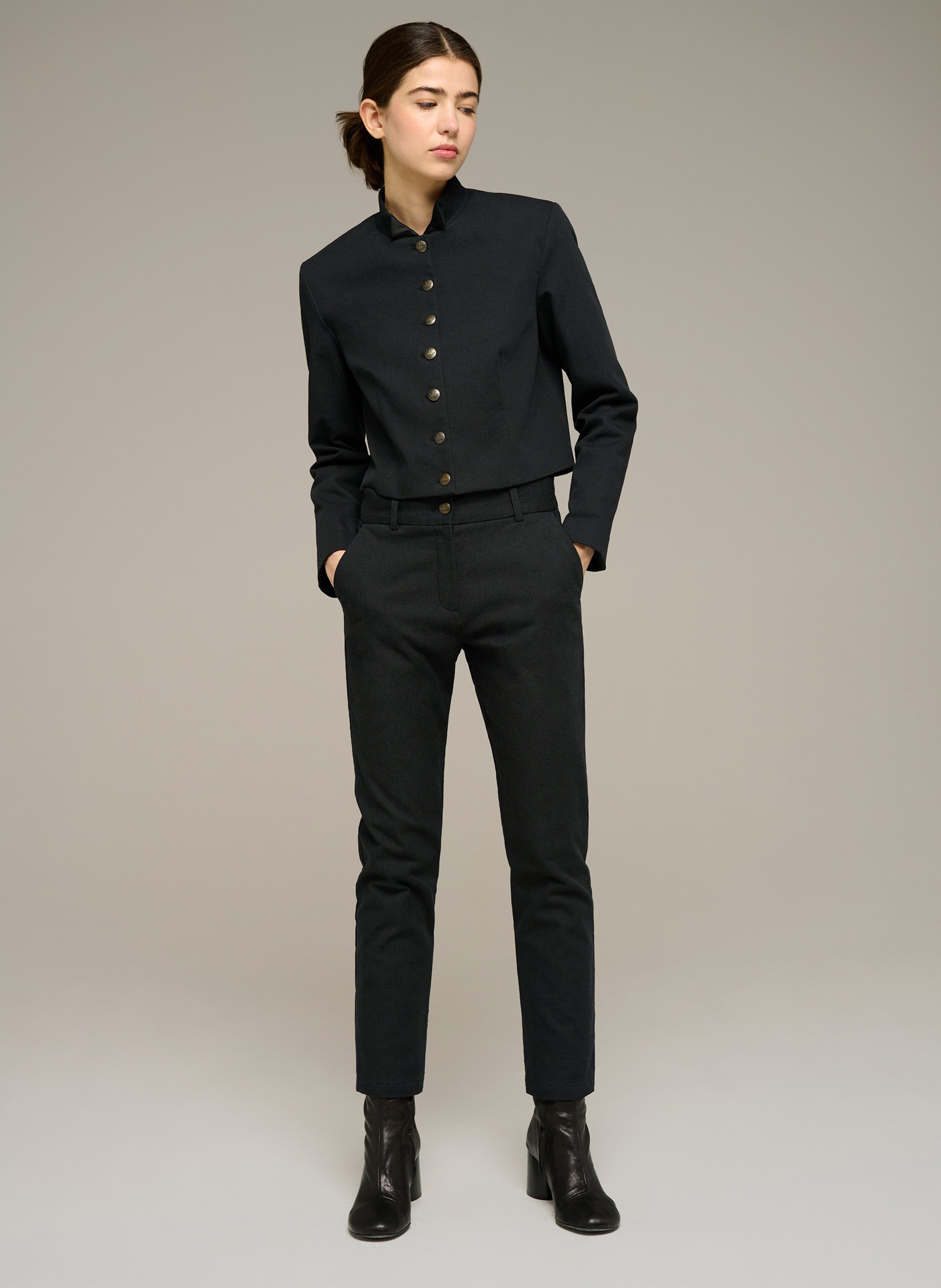 Straight-leg cotton-blend pants COTELAC Black