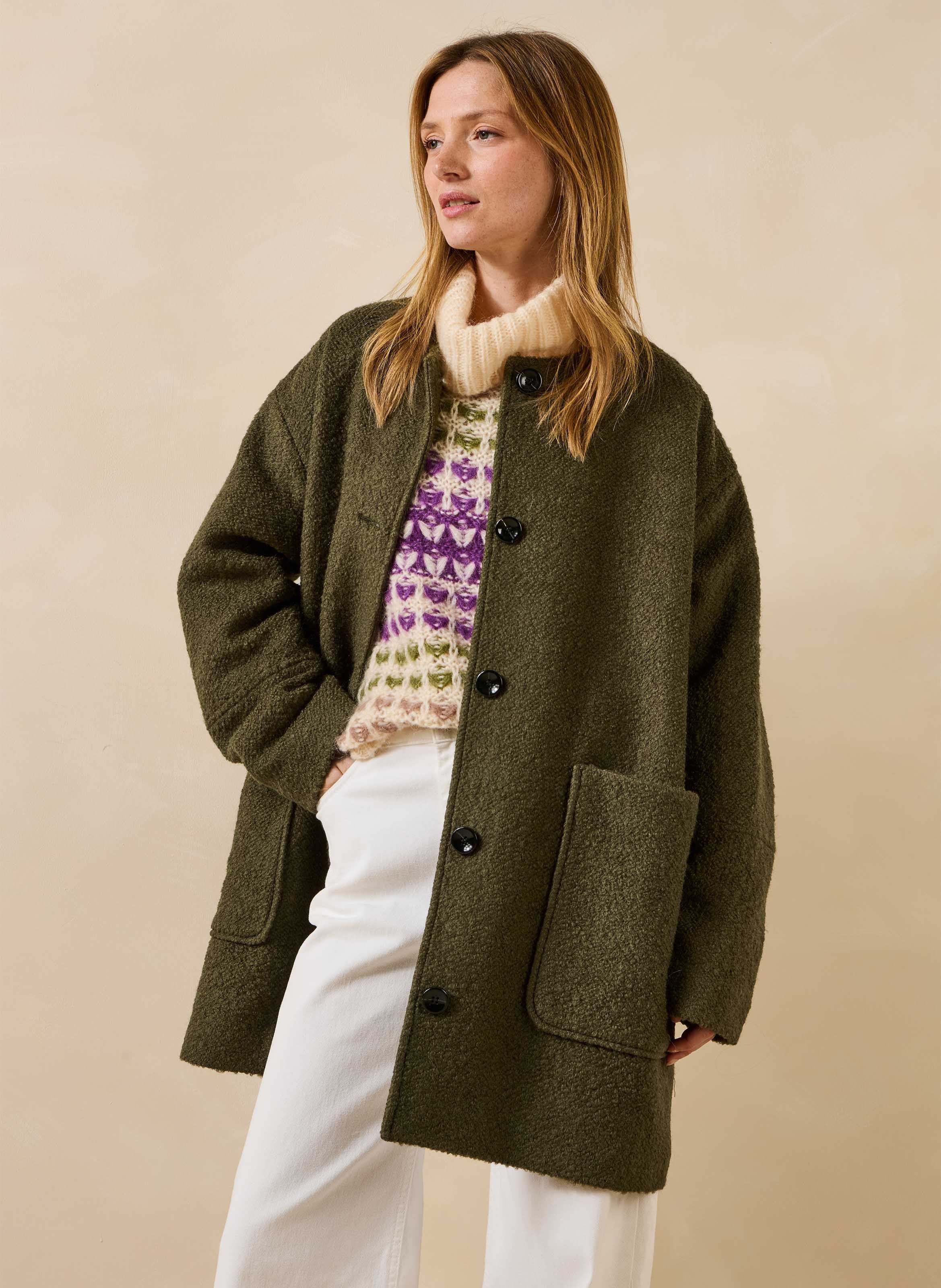 Oversized coat in recycled wool blend LA FEE MARABOUTEE Khaki