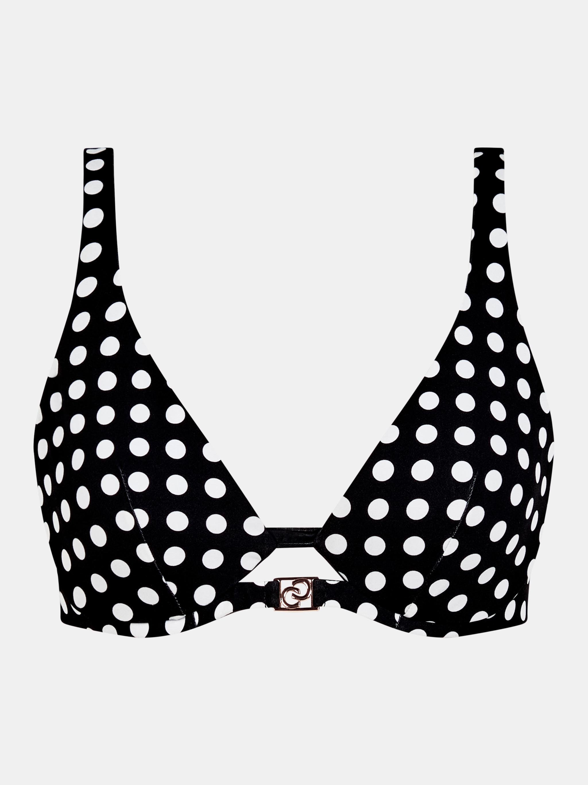 Plunging one-wire swimsuit top with multi-position straps CHANTELLE Black