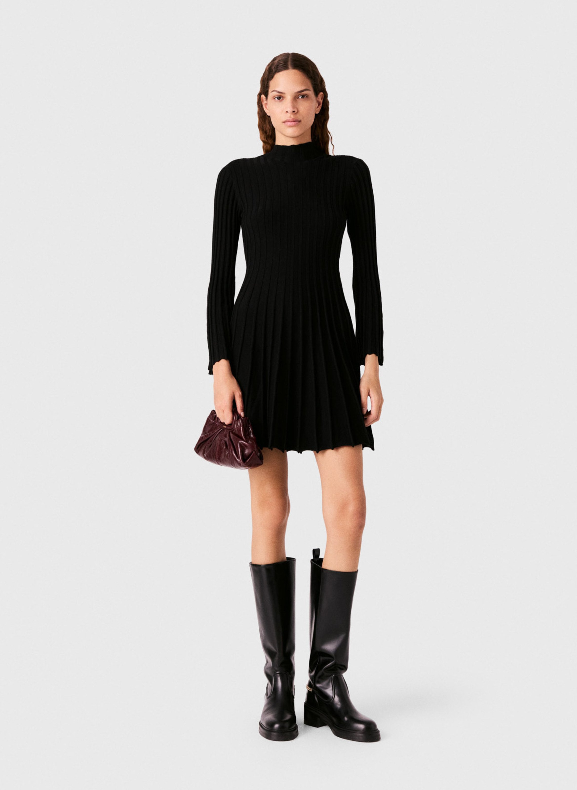Robe courte cintrée col montant MAJE Noir