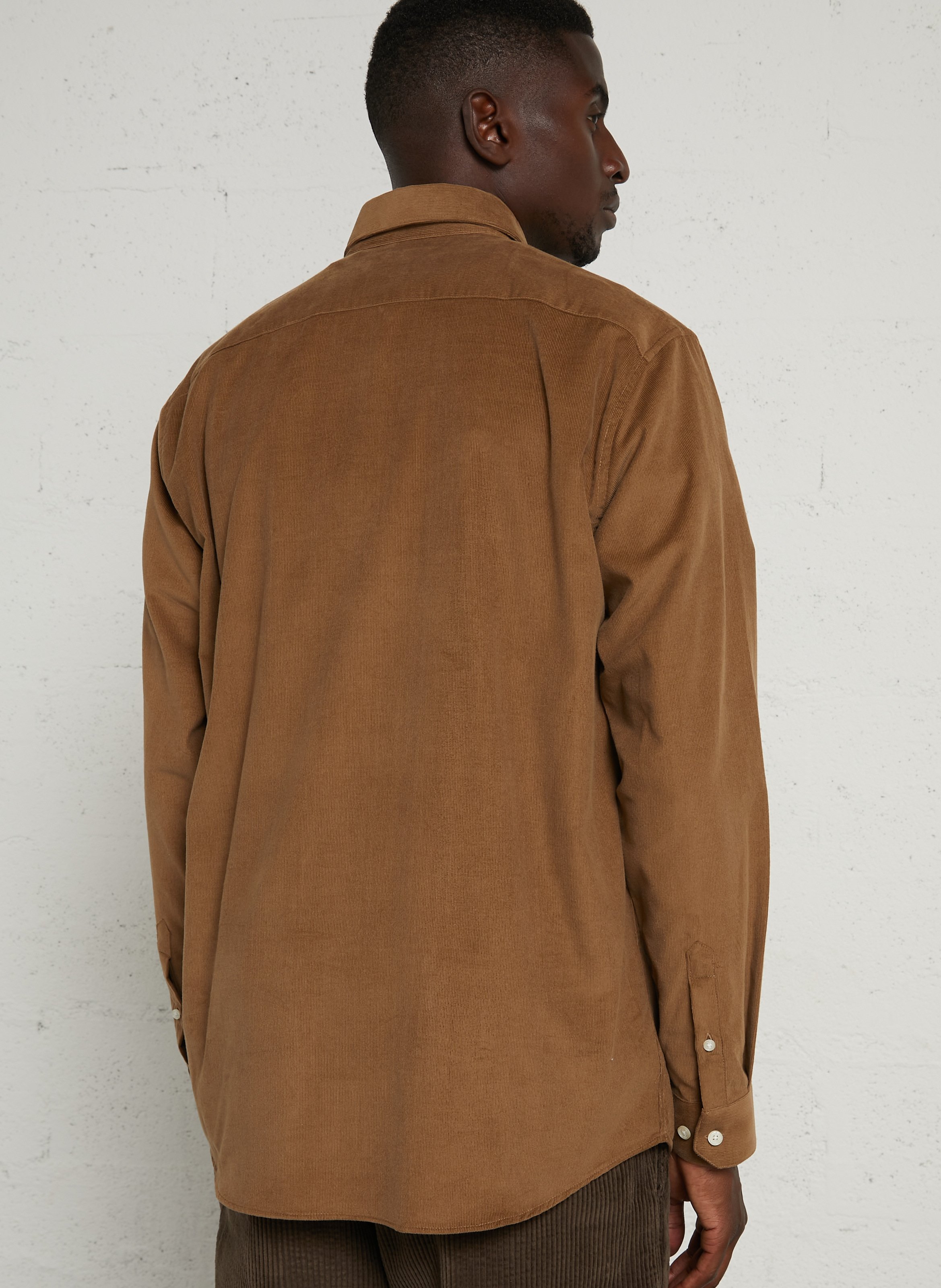Chemise droite en coton côtelé AU PRINTEMPS PARIS Beige